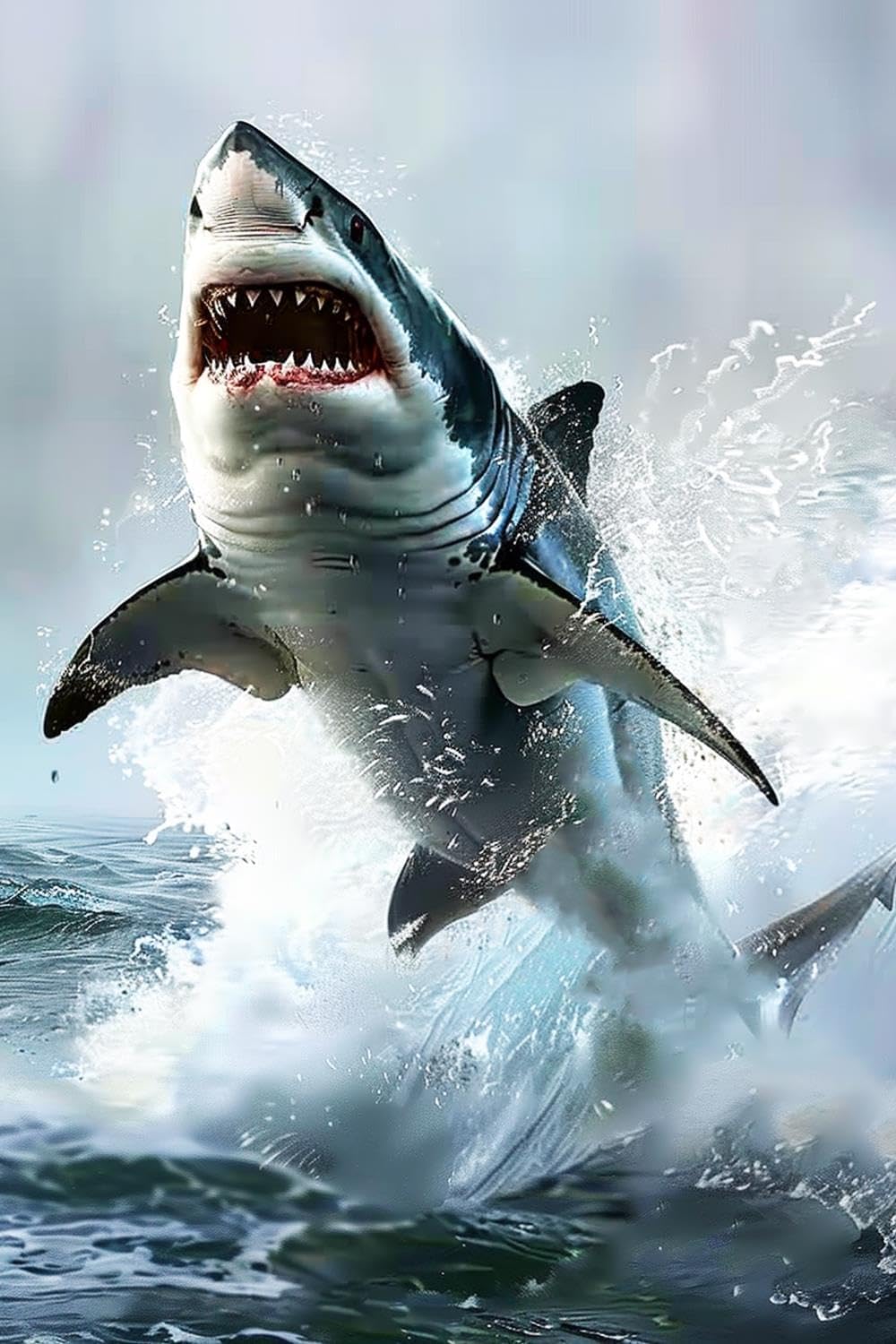 JOEAUEN Diamond Painting Kits Shark Leaping Out of The Ocean Diamond Painting Adults Full Drill Diamond Paintings Kit Crafts Shark Diamond Painting Packs Art Home Wall Decor 20x30 inch