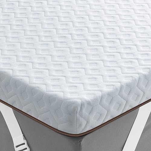 BedStory Cubrecolchón de espuma viscoelástica individual Cubrecamas con infusión de cobre de 4 pulgadas Espuma de alta densidad y funda suave de