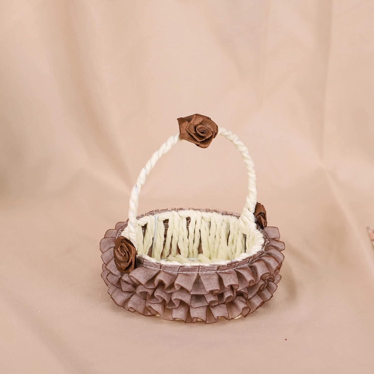 HBJWOV Wedding Lace Flower Baskets, Festive Candy, Hand-woven Storage, Ornaments, Diy(E)