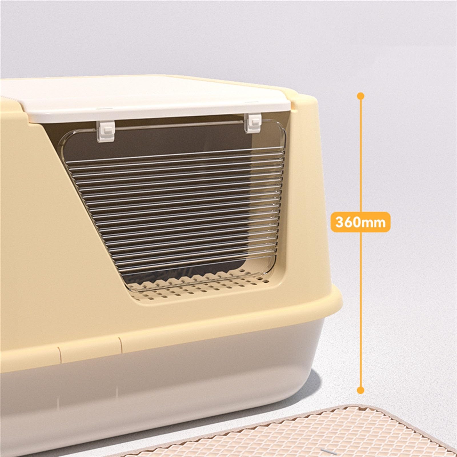 Exclusivo para Gatos y Perros Bandeja de Arena for Gatos Grande con Tapa, Bandeja Cerrada a Prueba olores y Fugas tapete for, fácil Instalar Limpiar para Interiores(Yellow)