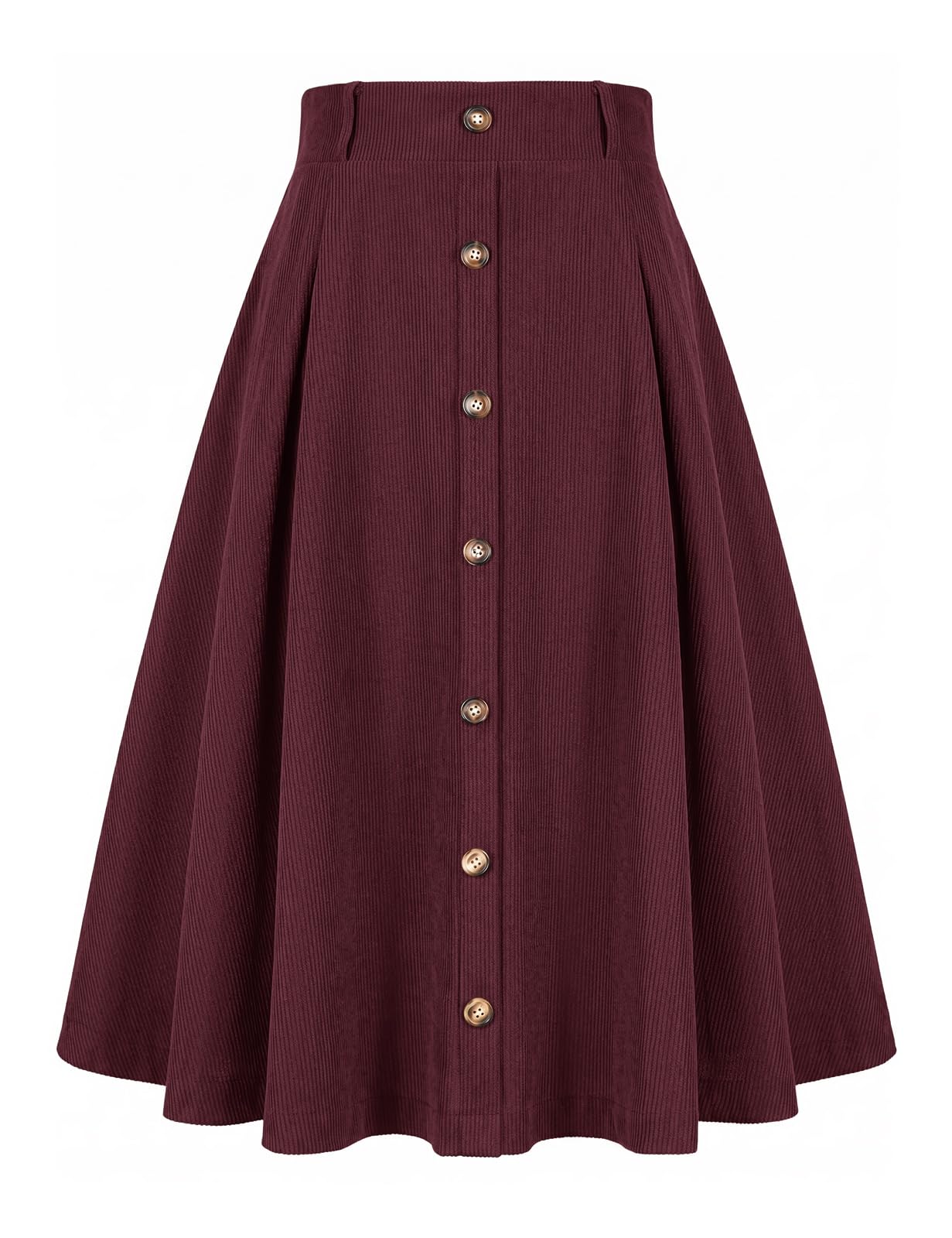 Damen Cordrock Hohe Taille Herbst Midi Rock