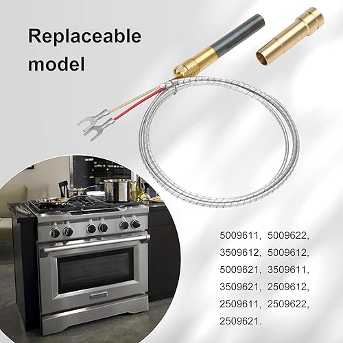 Miniatura 6 de Pontuss Termopila de 750 milivoltios de 36 pulgadas, adaptador piloto PG9 reemplazable, generador de termopila de aluminio para calefacción de rango