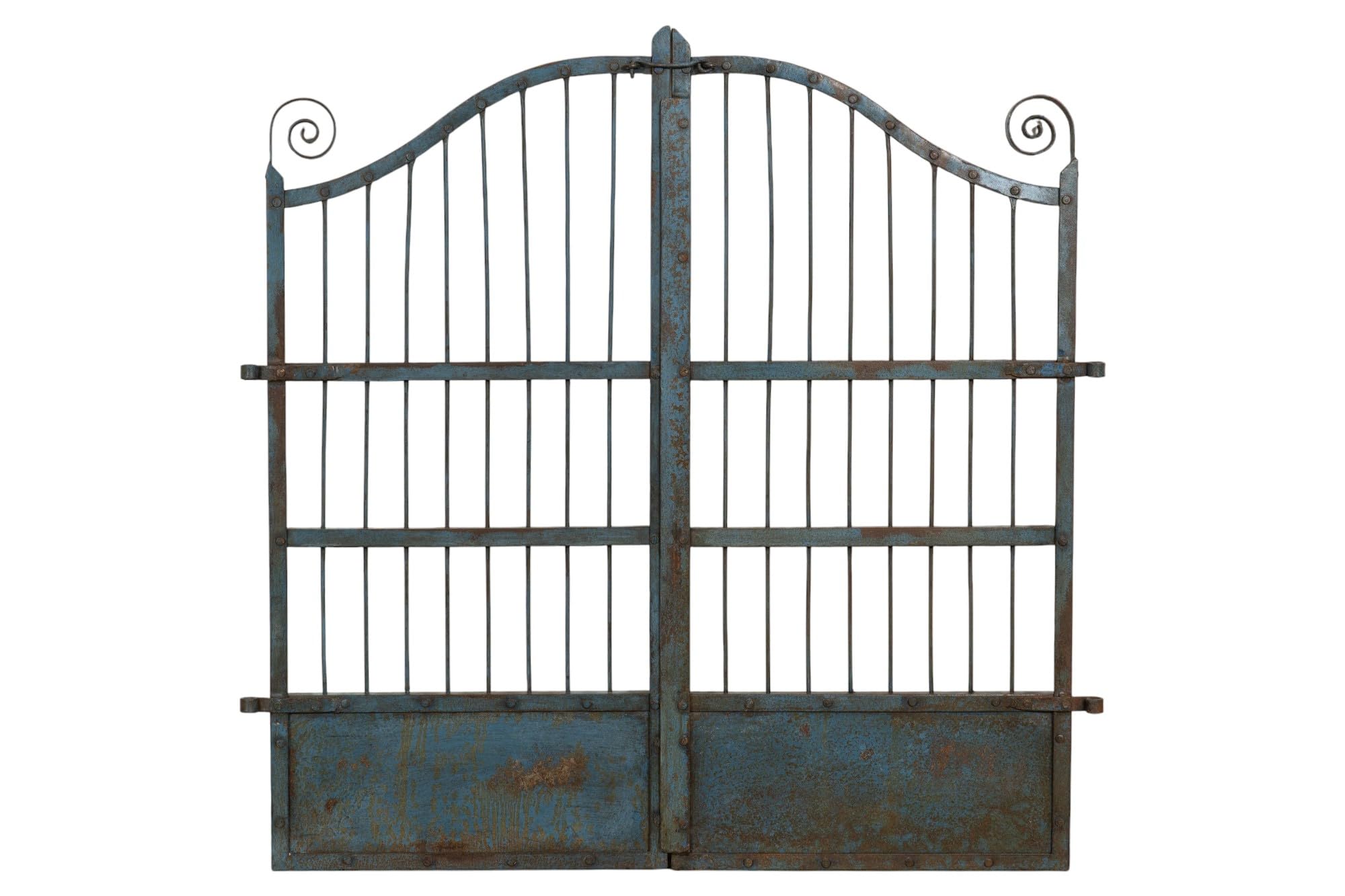 Biscottini Porte en fer pour extérieur 115x115x5 cm | Porte en fer forgé avec finition antique | Porte jardin extérieur pièce unique, Clôtures décoratives (Vert eau)