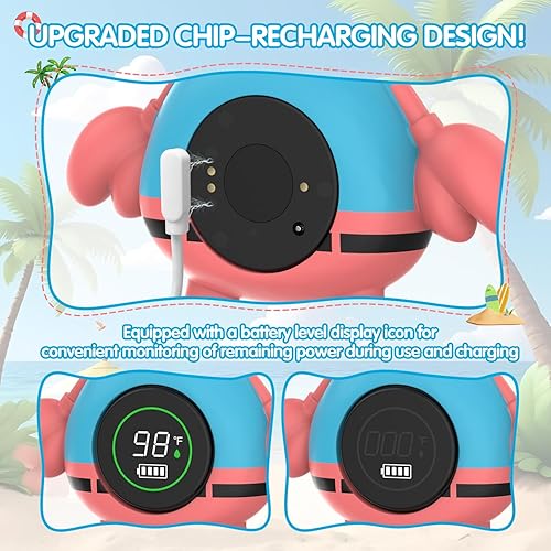 Miniatura 2 de Babyelf Termómetro recargable para bebé, termómetro de agua para bañera de seguridad, juguete flotante para bañera y piscina con advertencia de