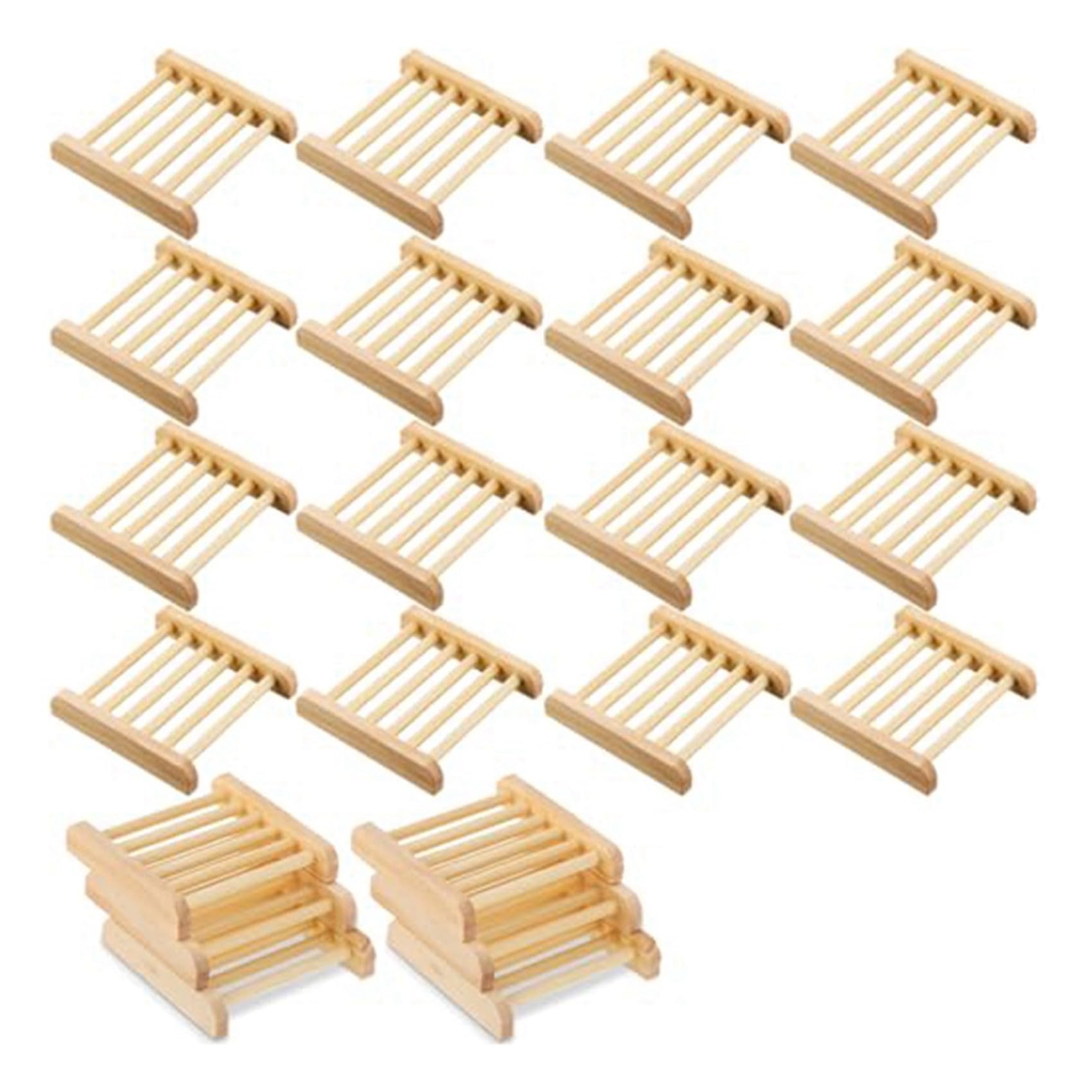 Juego de 75 Jaboneras de Bambú con Escurridor. Jabonera y Escurridor de Madera Sencillos para Secar Artículos de Baño y Cocina.