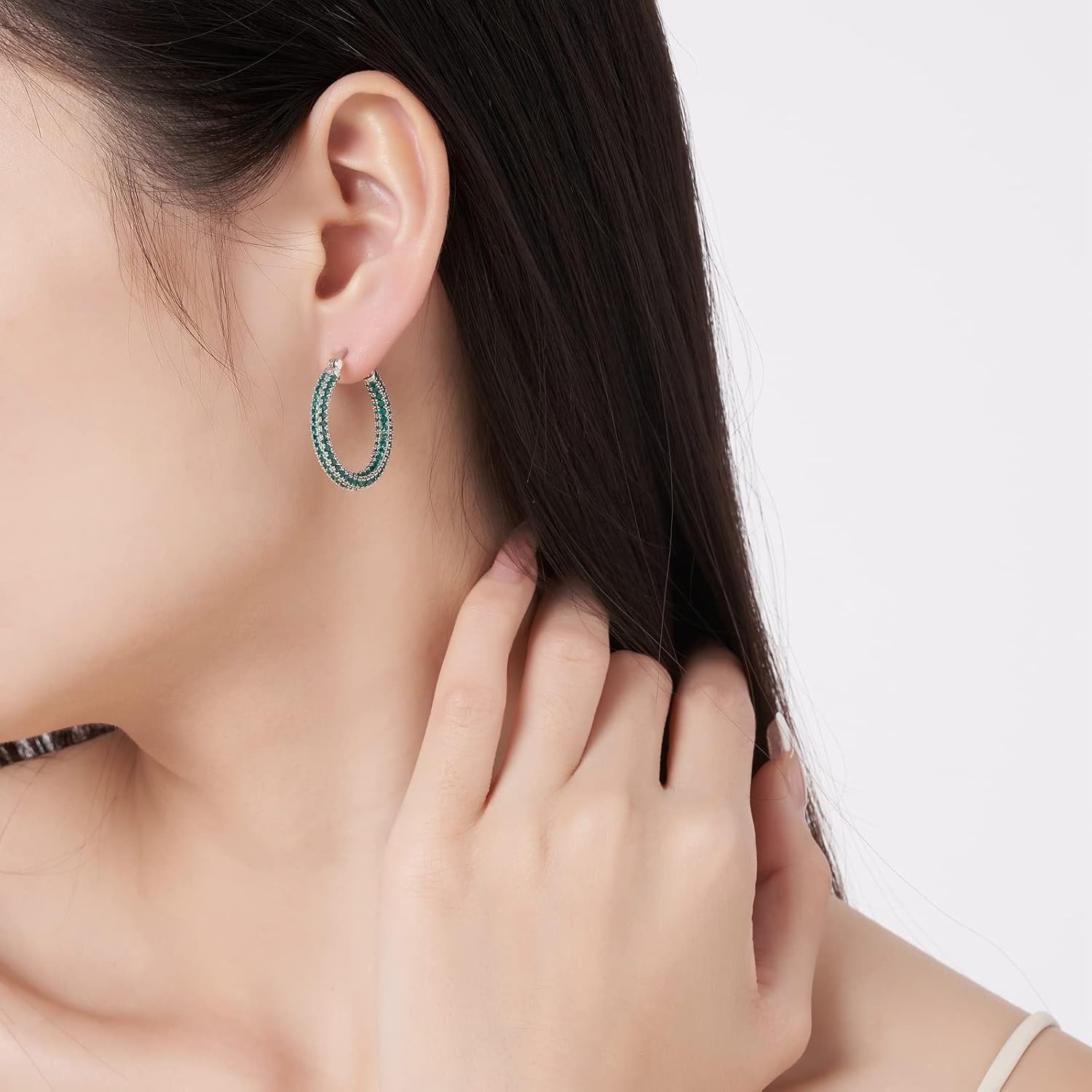 925 Sterling Silver Post Hoop Earrings for Women Gilrs Multcolors Cubic Zirconia 14K Gold Plated Chunky Silver Gold Hoop Earrings weinuo Jewelry - Image 4