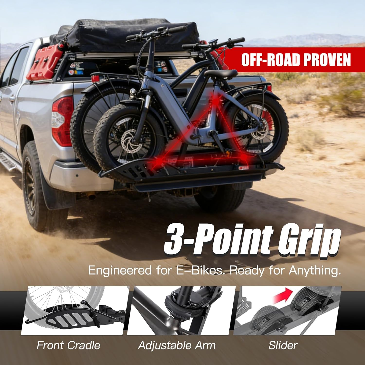 CyberRack E2 Hitch eBike Rack with Ramp – 2-Bike Electric Bike Carrier, 200 lb Capacity, Foldable Platform Mount for Cars, Trucks, SUVs, Vans & RV with 2” Receiver, Fits Up to 5” Fat Tire E-Bikes