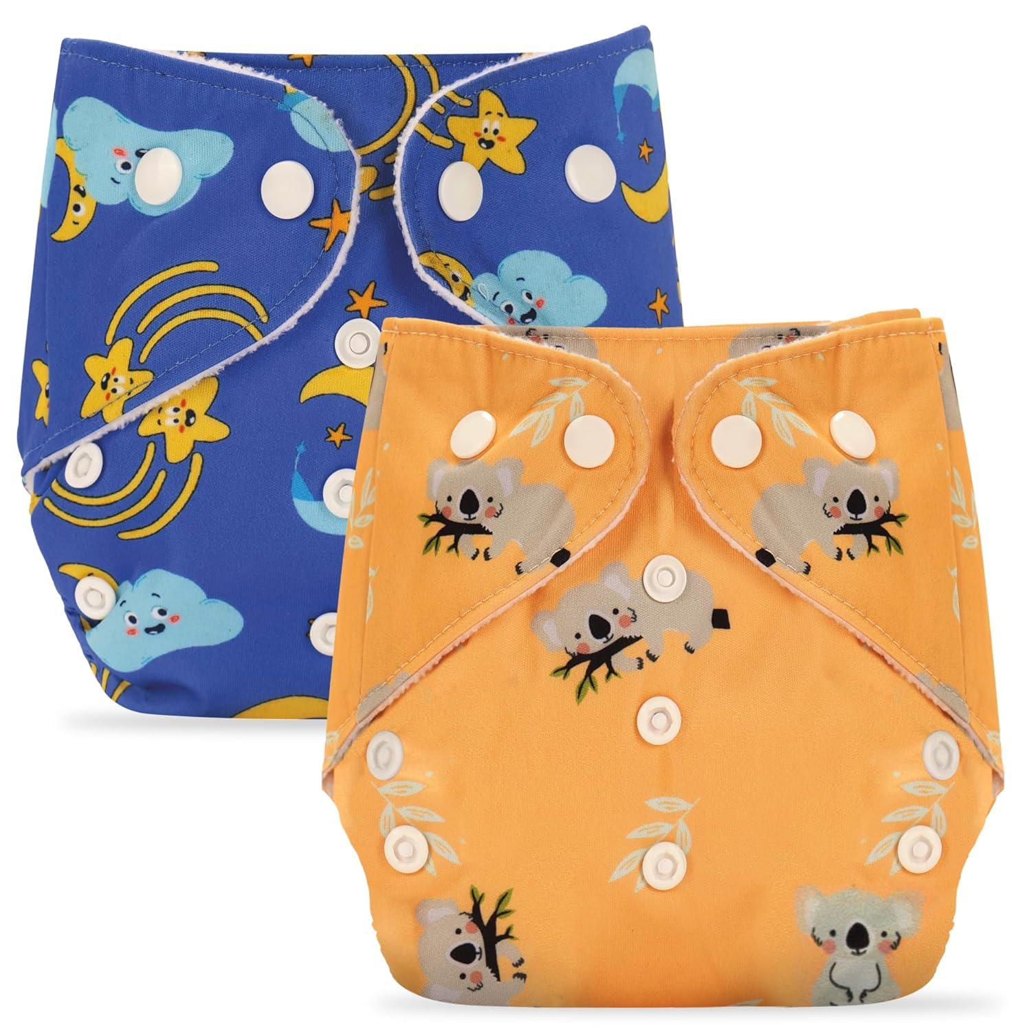 Bumpers Premium & Ultra Soft Organic Cotton Diaper|Extra Absorbant, Reusable, Waterproof & Adjustable Cloth Diaper for Babies/Kids (Combo, Free Size, Royal Blue+Beige)-image-29