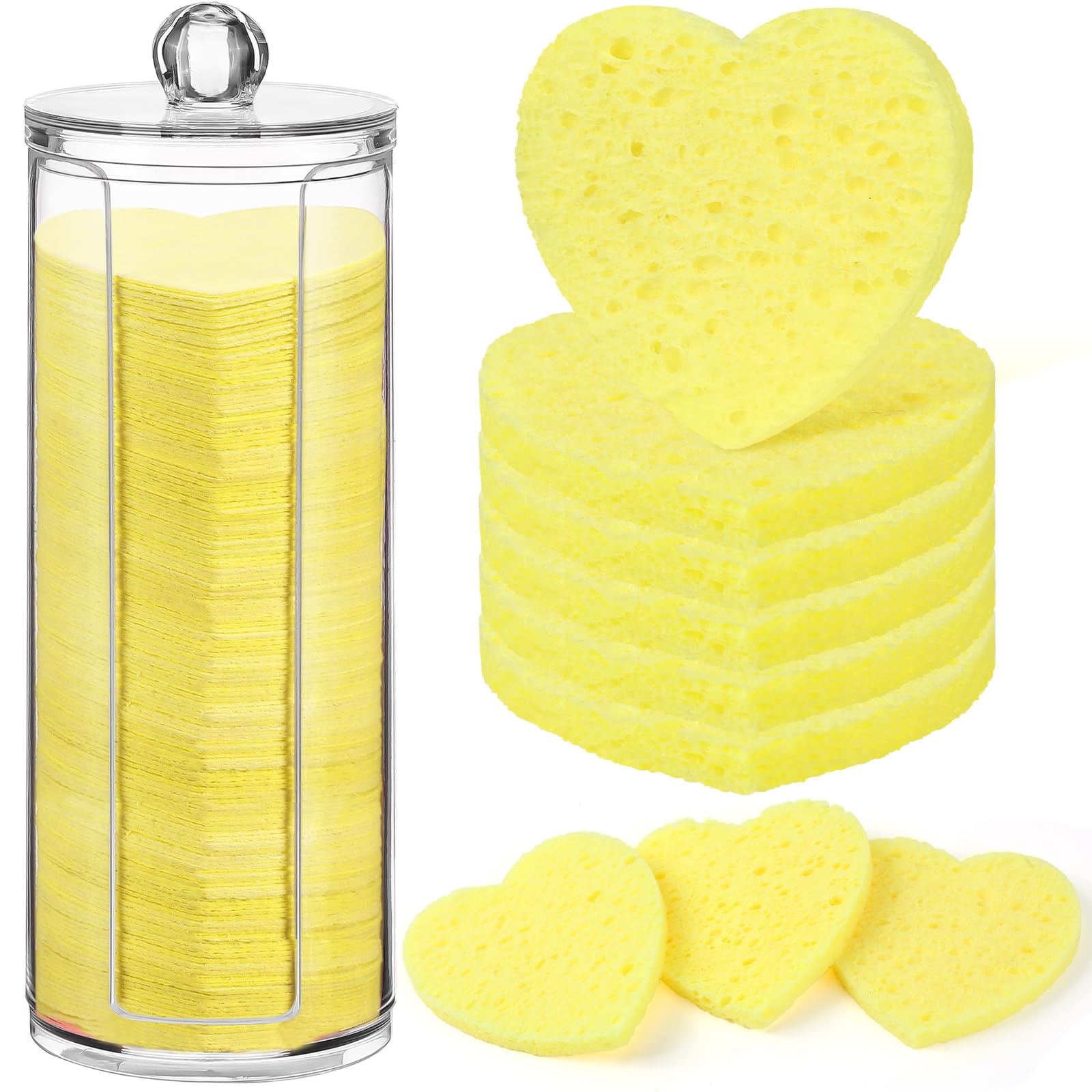 Sieral 120 Pcs Compressed Facial Sponges with Container Disposable Face Sponge Pads for Washing Face Cleansing Exfoliating Esthetician Makeup Removal(