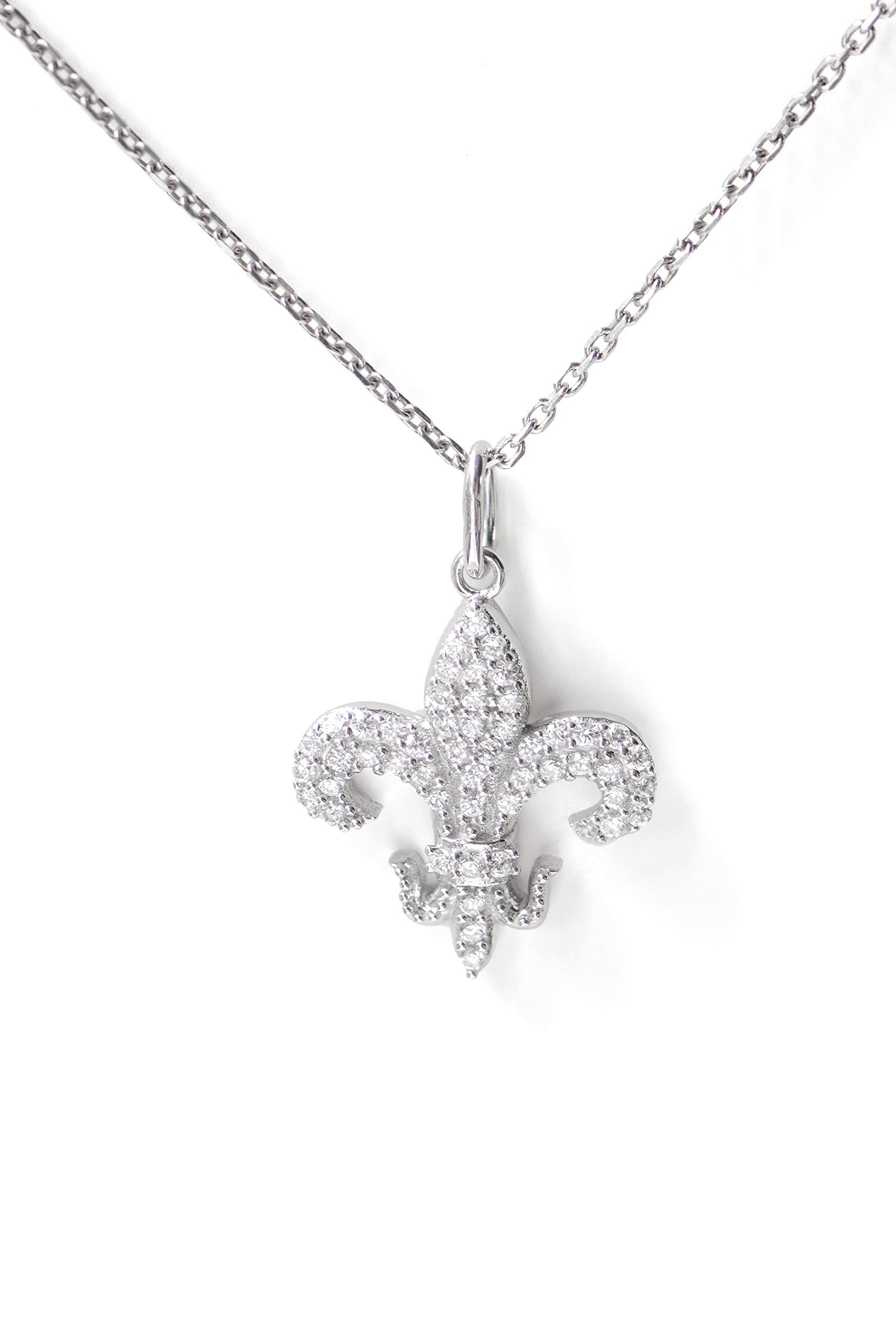 Colgante de Plata 925 y Circonitas Blancas - Flor de Lis (15 mm o 20 mm)