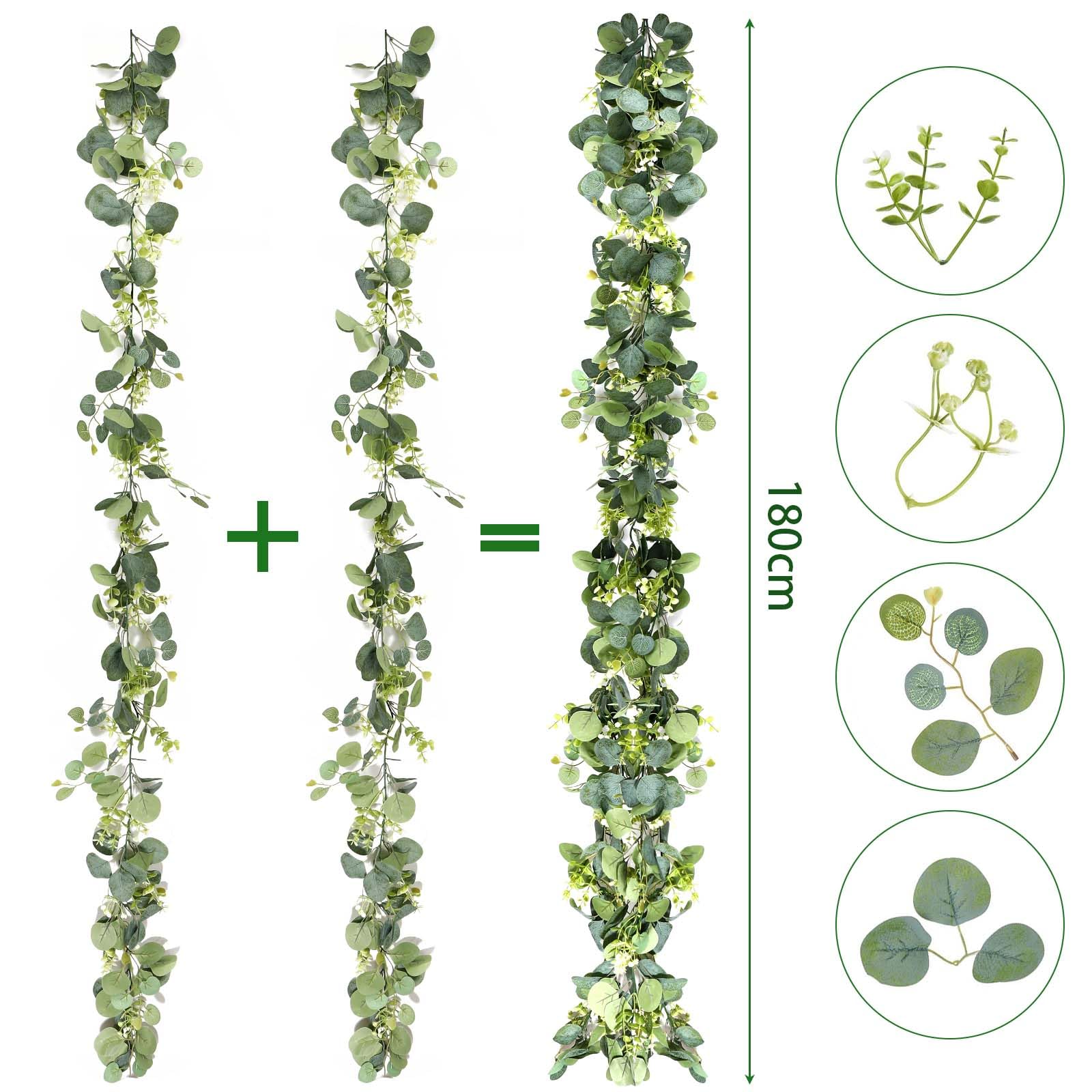 Guirnaldas Artificiales de Eucalipto con Hojas de Hojas Verdes Guirnalda | para Decoración de Fondo Boda Camino de Mesa Central Bodas Decoración de Mesa