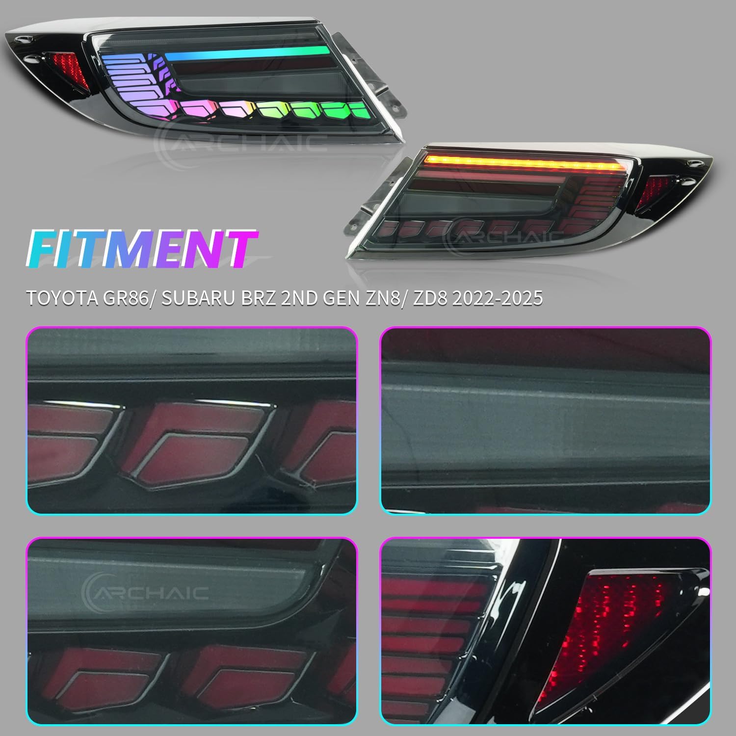 Tail Lights Compatible with 2021-2025 Toyota GR86 / Subaru BRZ 2nd Gen ZN8/ ZD8,Rear Lamp w/Animation