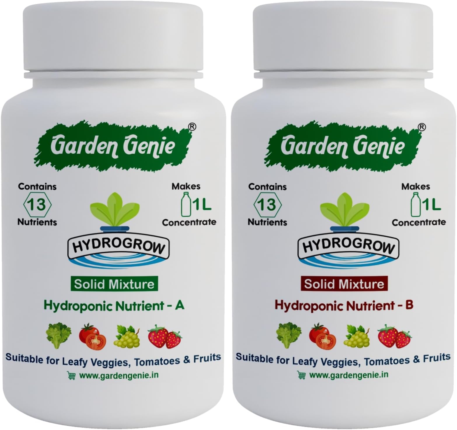 Hydroponic Nutrients A & B 450g | Solid Mixture for Vertical Farming, Fruits, Vegetables, Tomatoes & Flowers - Makes 2 Litre Concentrate & 200 Litre Solution
