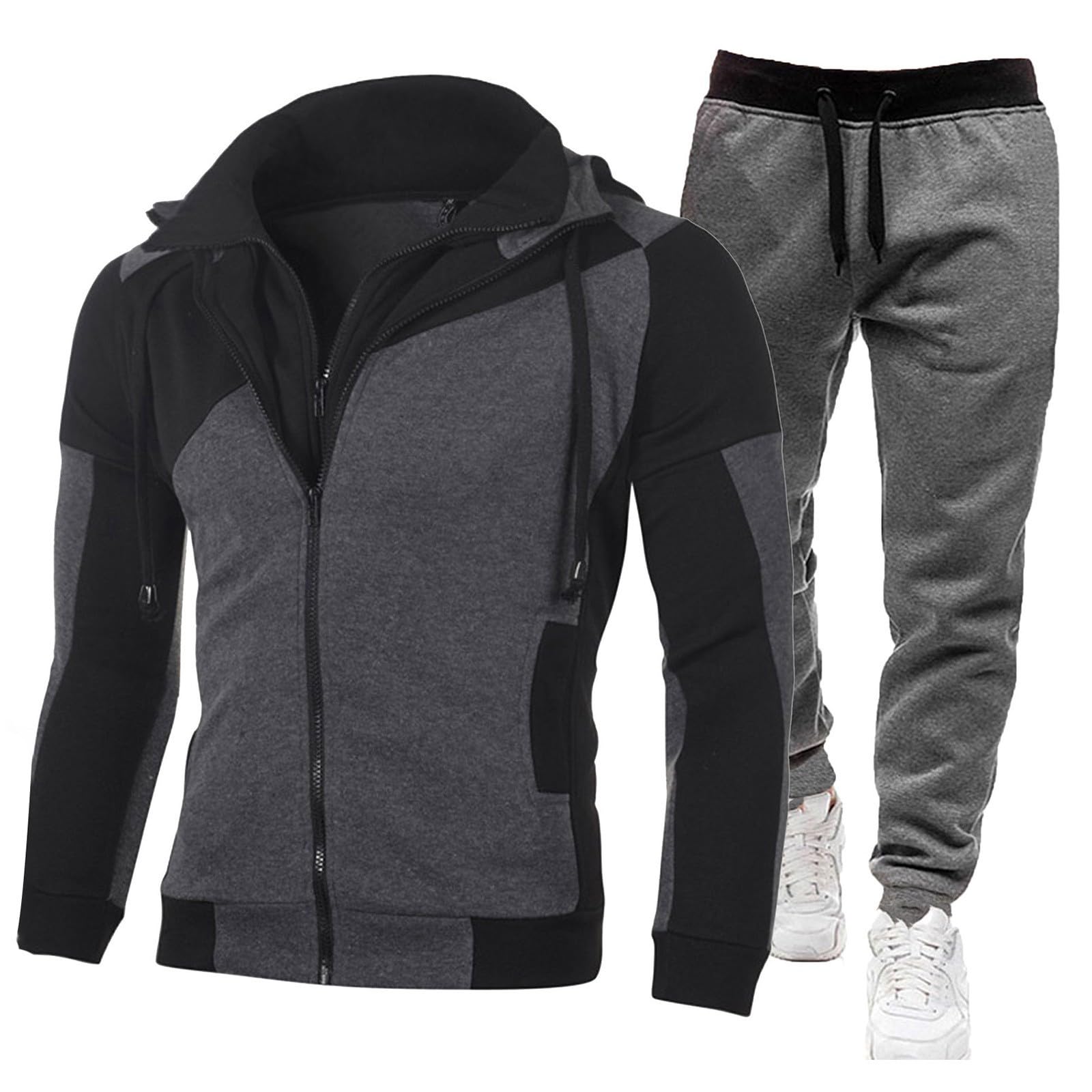 Survêtement homme zippé au design patchwork tendance et chaud - 3
