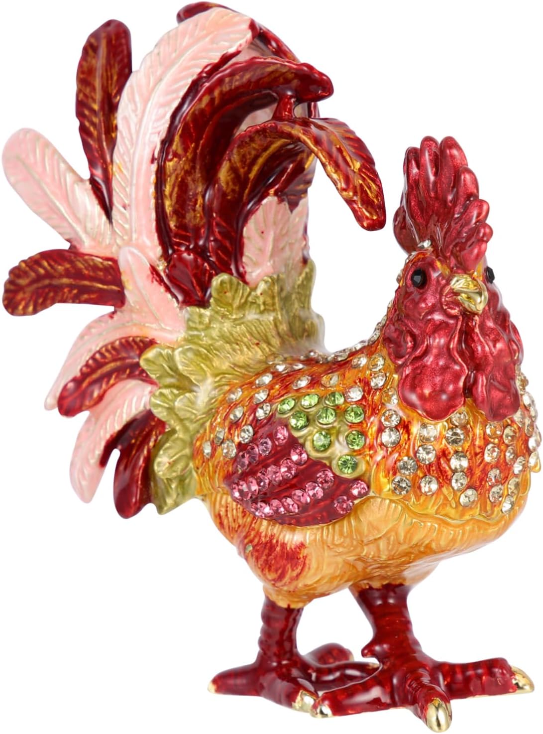 Vintage Rooster Shaped Jewelry Organizer Box Small Animal Trinket Case for Necklaces and Earrings Charming Decor for Bedroom Living Room and Office