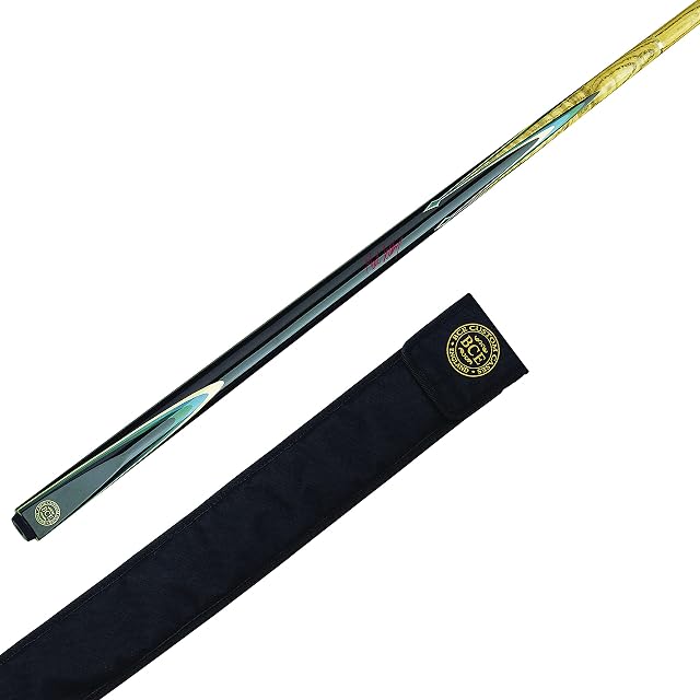 BCE Unisex Jws.250am BCE Mark Selby 2 Piece North American Ash Snooker Pool Cue 145cm 9 5mm tip with classic case, black butt/ natural wood shaft, 57 UK