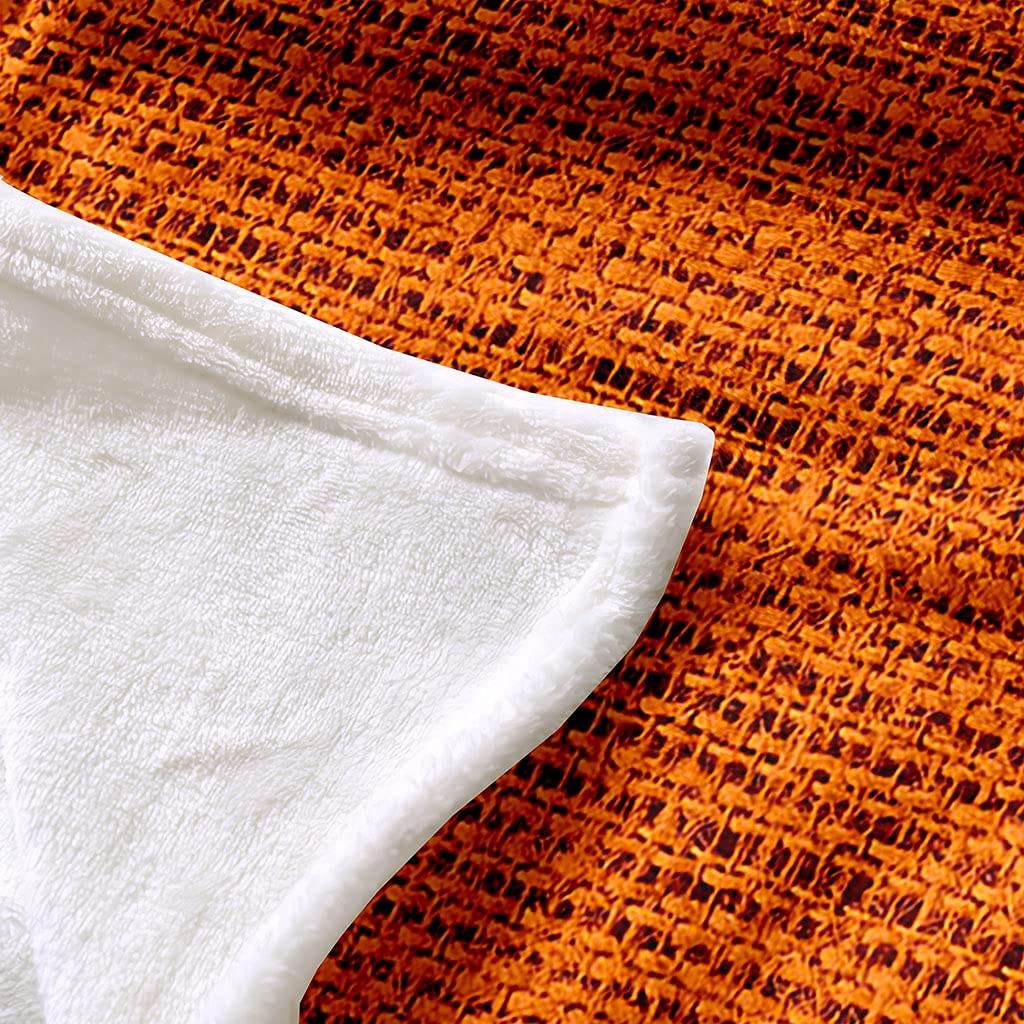 Mantas para Cama De Franela Invierno para Infantil Y Adulto 180X220Cm Manta Polar De Felpa De Microfibra Suave para Sofá, 3D Estampado Naranja De Algodón Y Lino. Patrón, Cálida Y Transpirable