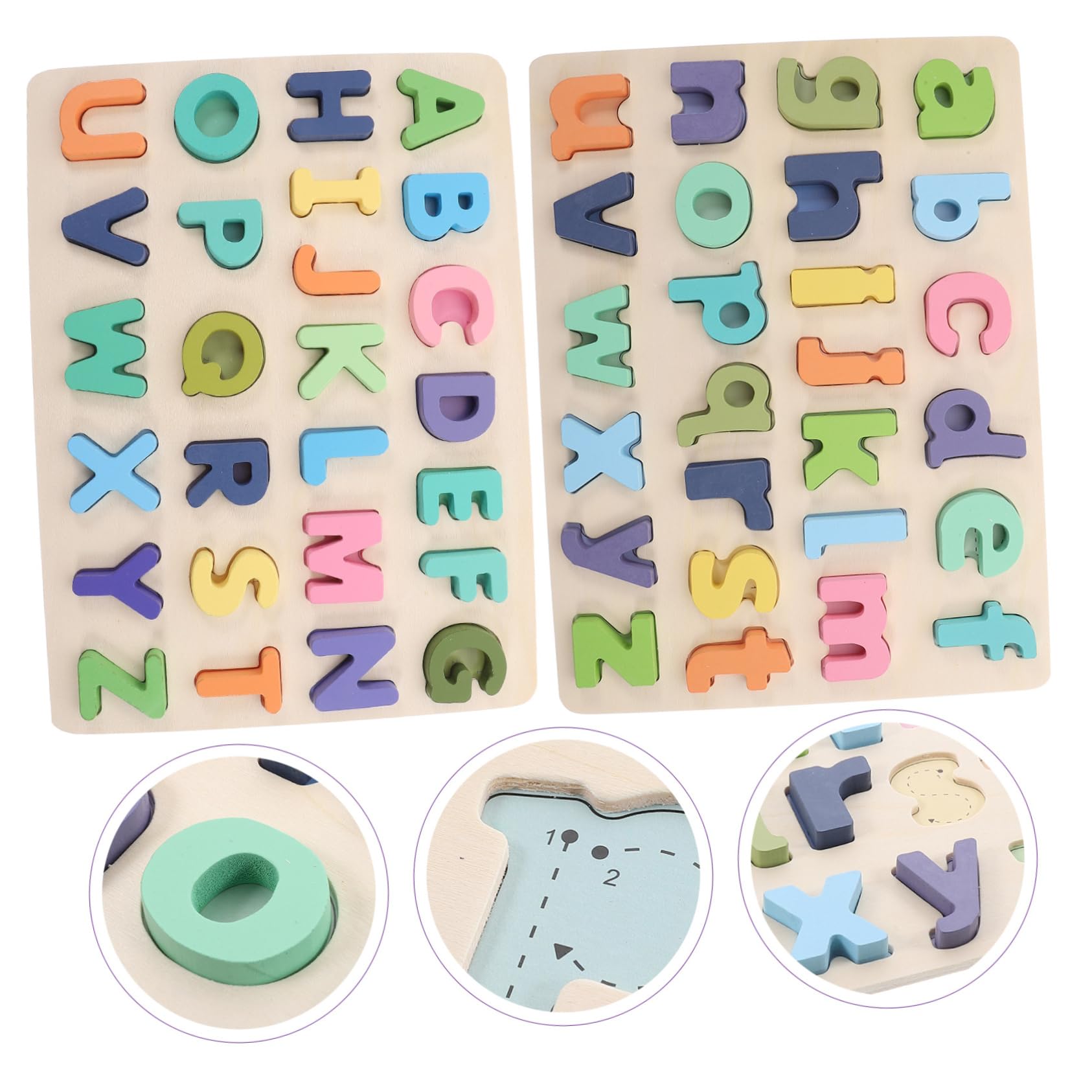 Puzzle Alfabetico in Legno per Bambini, 2 Set, Gioco Educativo | Festa Scuola Decor, Alfabeto Inglese, Lettere e Numeri, Puzzle Lettere Alfabeto