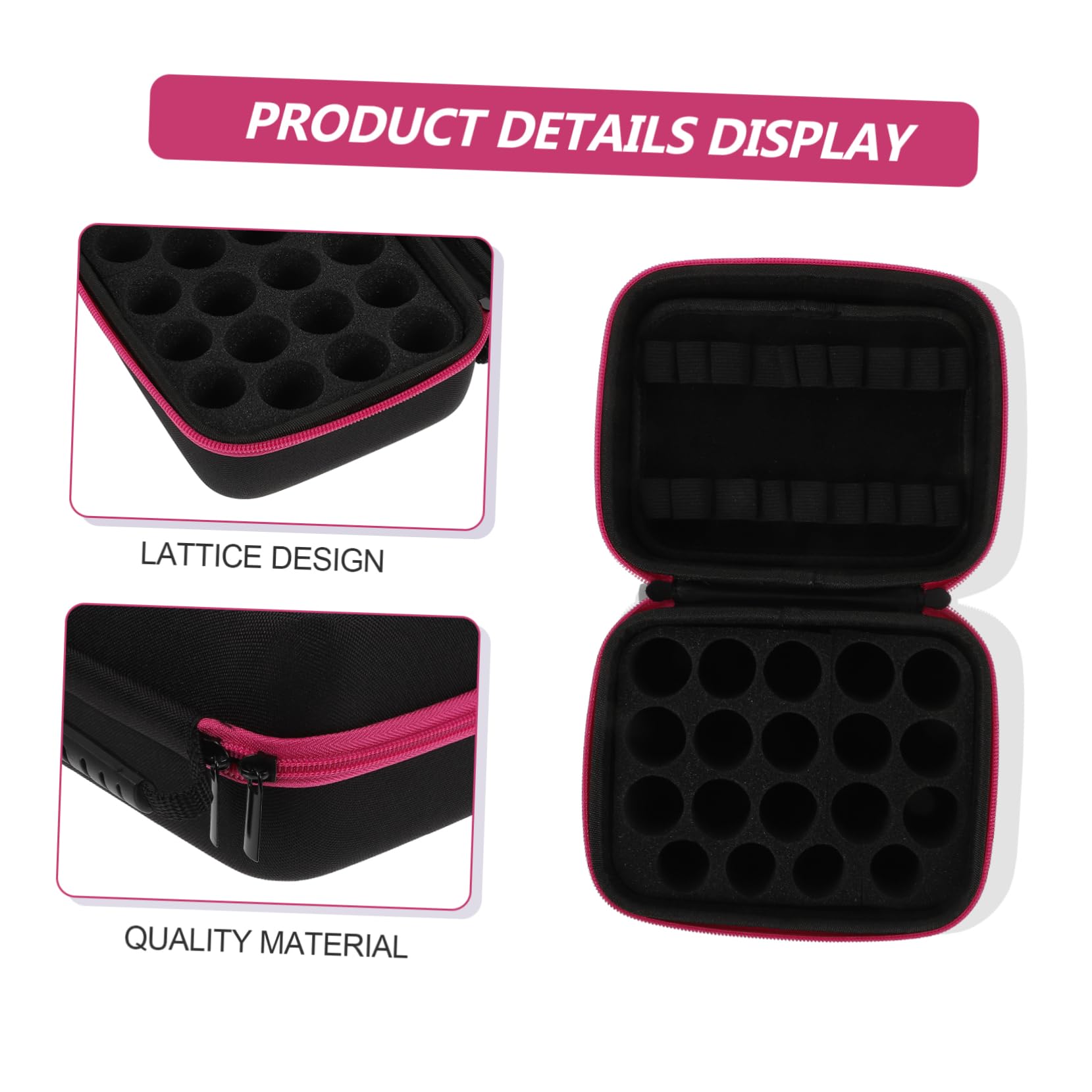 WRITWAA 1Pc Essential Oil Storage Pouch Multigrid Essential Oil Case Organizer Durable Material Portable Design for Travel Stylish Rosy Color for Neat Oil Bottle
