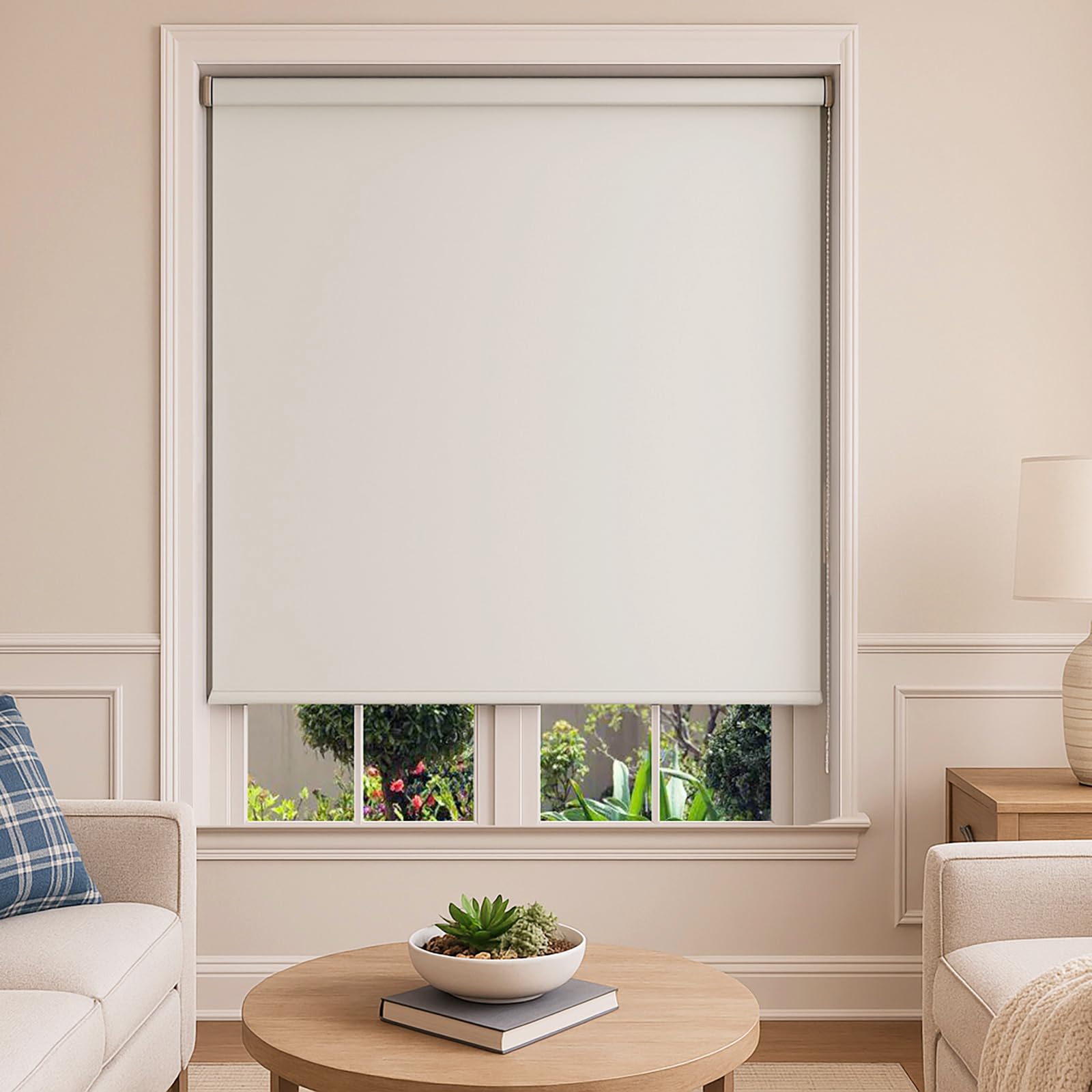 nutro chill blackout roller blinds, window shades blackout with thermal insulated, uv protection fabric window shades for home and office, easy to install 48" w x 68" l, beige