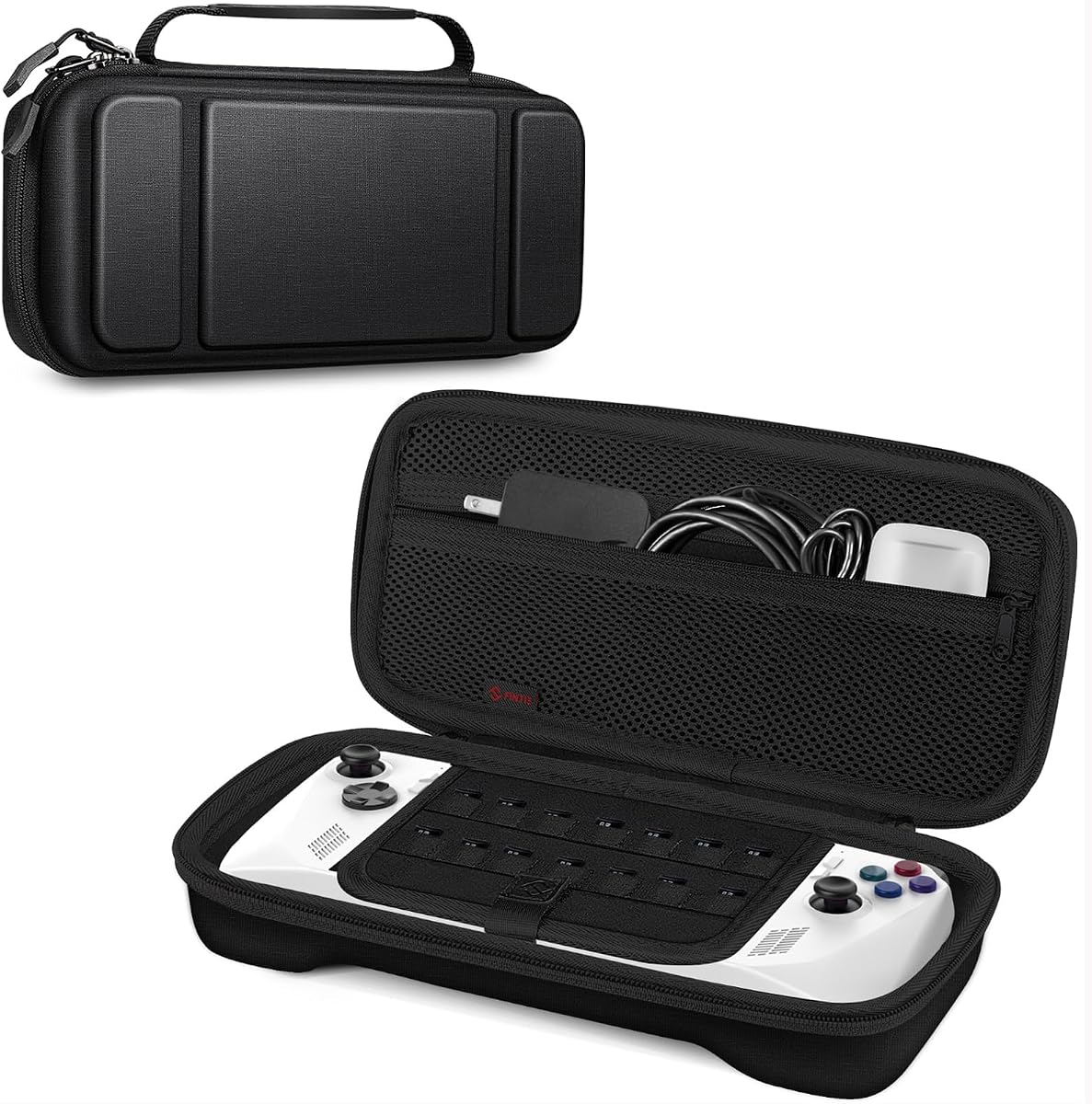 FINTIE Shockproof Carrying Case for ASUS ROG Ally X 2024 / ROG Ally 2023 | Portable Hard Shell Protective Cover, Travel Storage Bag, 14 Game Card Slots, Inner Pocket & Portable Handle, Black