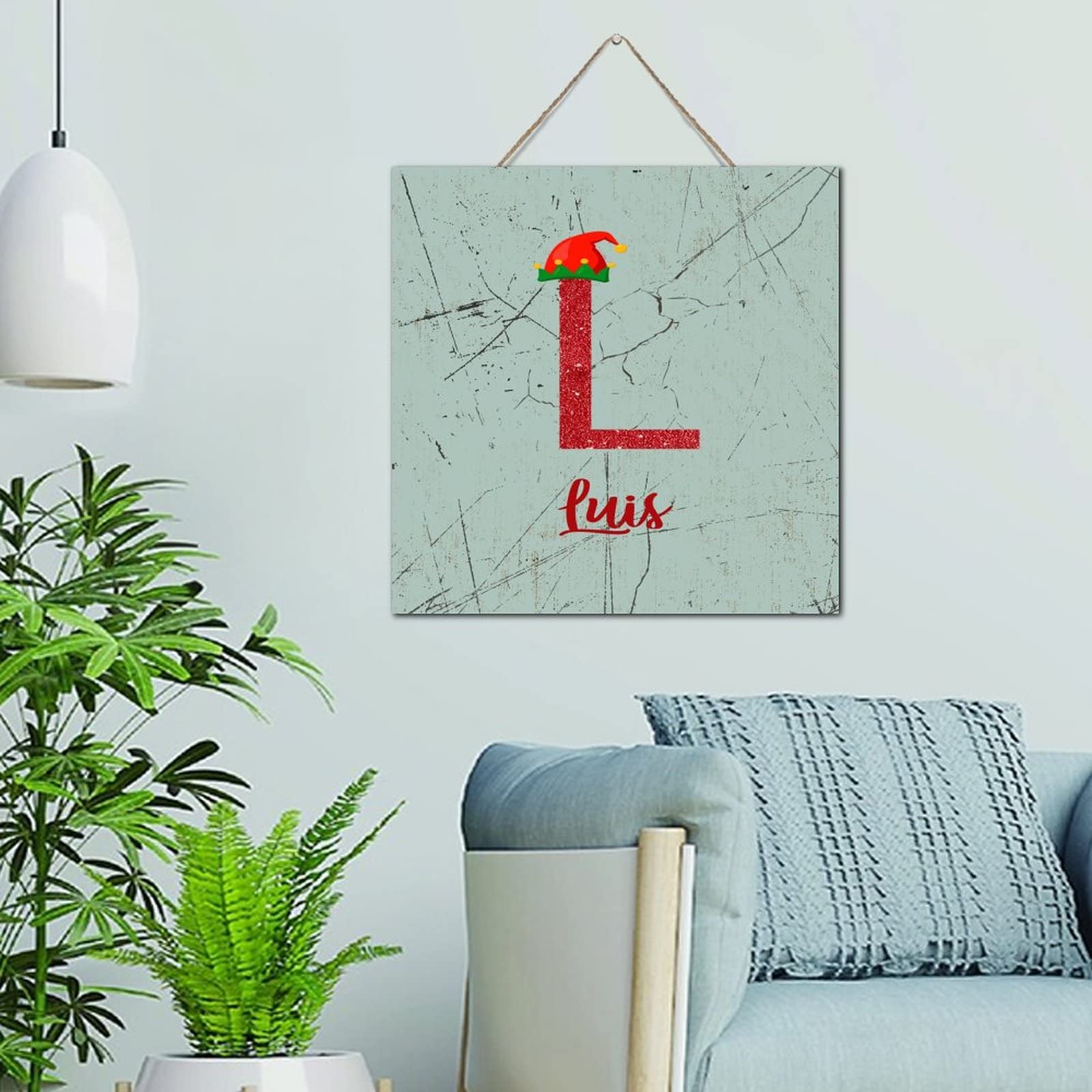 Panneau en bois personnalisé monogramme et initiale plaque déco Noël