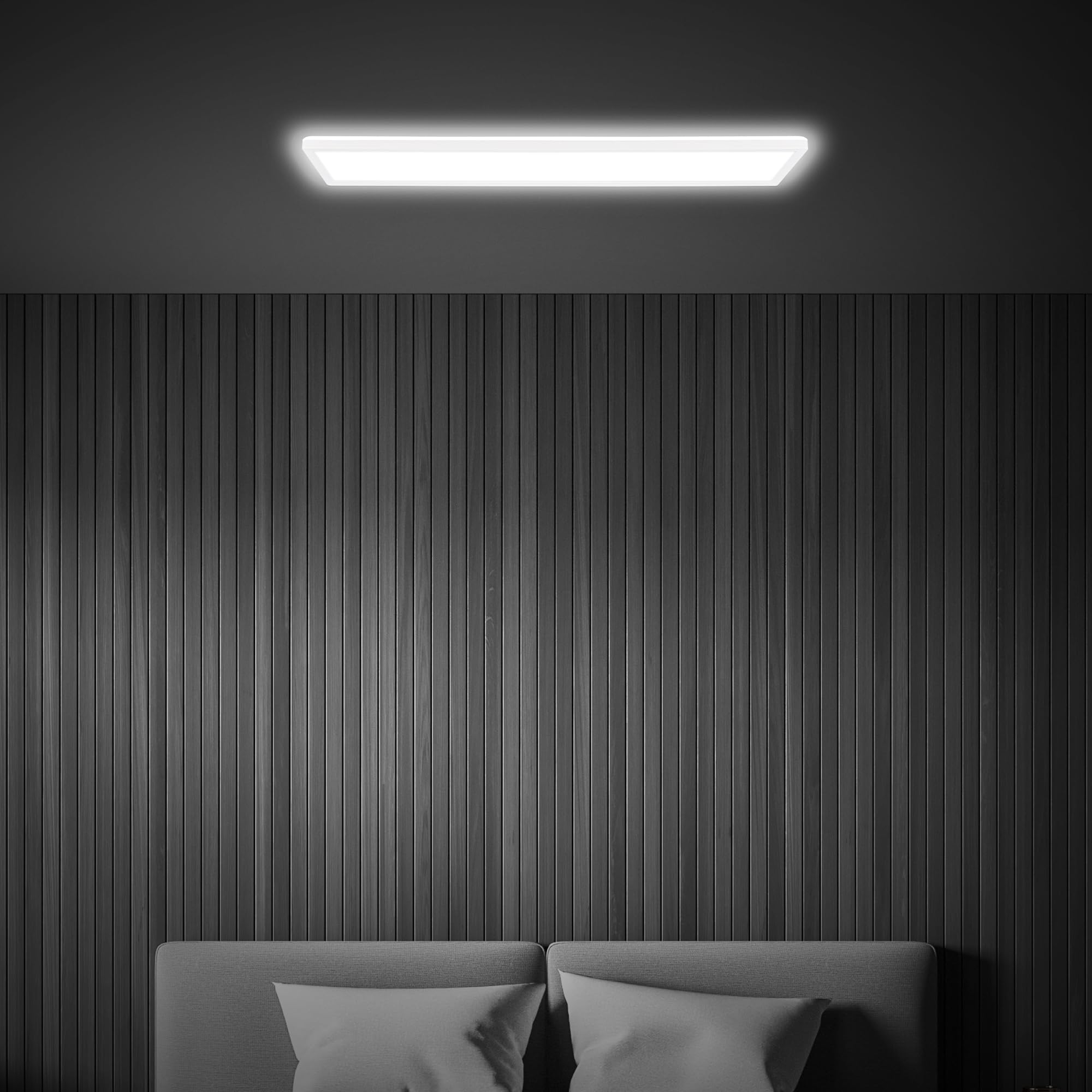 Briloner - Lampada da soffitto LED 98 cm, plafoniera piatta a luce indiretta, luce bianca neutra, design moderno, lampada LED rettangolare, 98x20x3 cm, colore bianco, ideale per soggiorno o ufficio