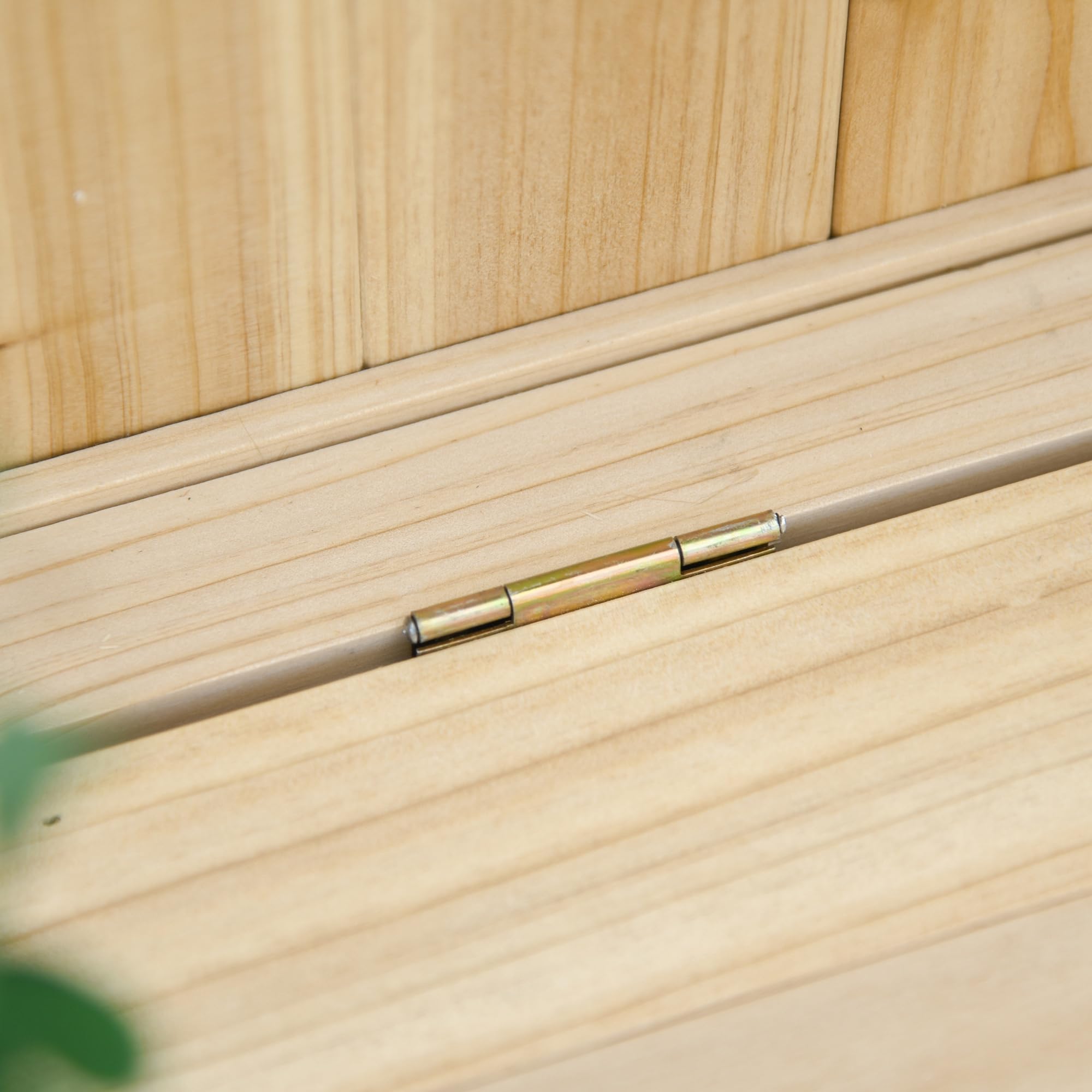 Outsunny Banco de Jardín de Madera Banco de Exterior 115x45x75 cm Natural | Caja de Almacenaje, Respaldo, Carga 250 kg, para Patio Terraza Balcón