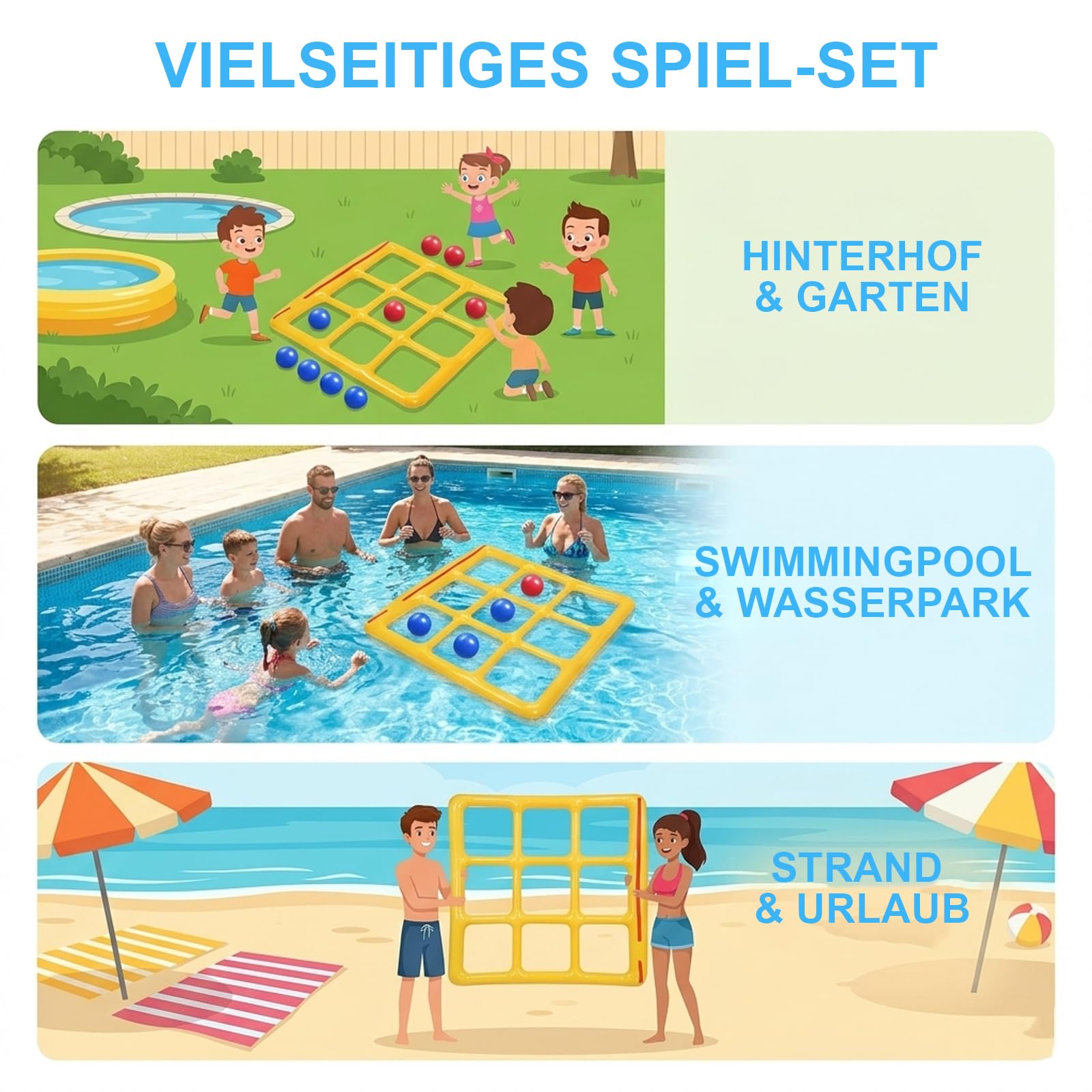 Giochi Piscina Tic Tac Toe, Giocattolo Gonfiabile per Piscina, Gonfiabili Piscina con 10 Palline, Galleggiante per Piscina Gioco, per Piscina, Spiaggia, Bambini e Adulti