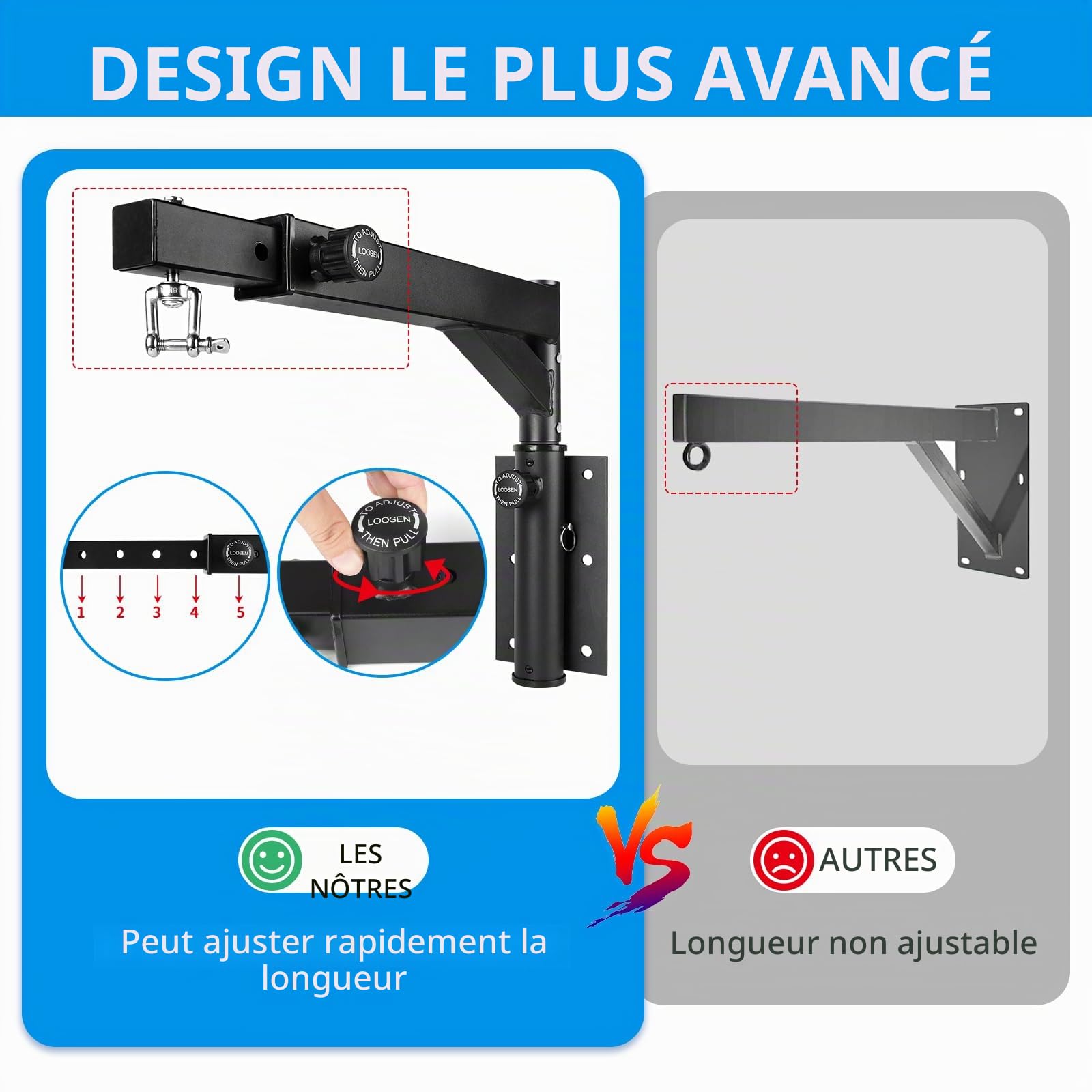 Support Mural de Sac de Frappe en Acier Solide, Monture Murale pour Sac de Boxe Lourd