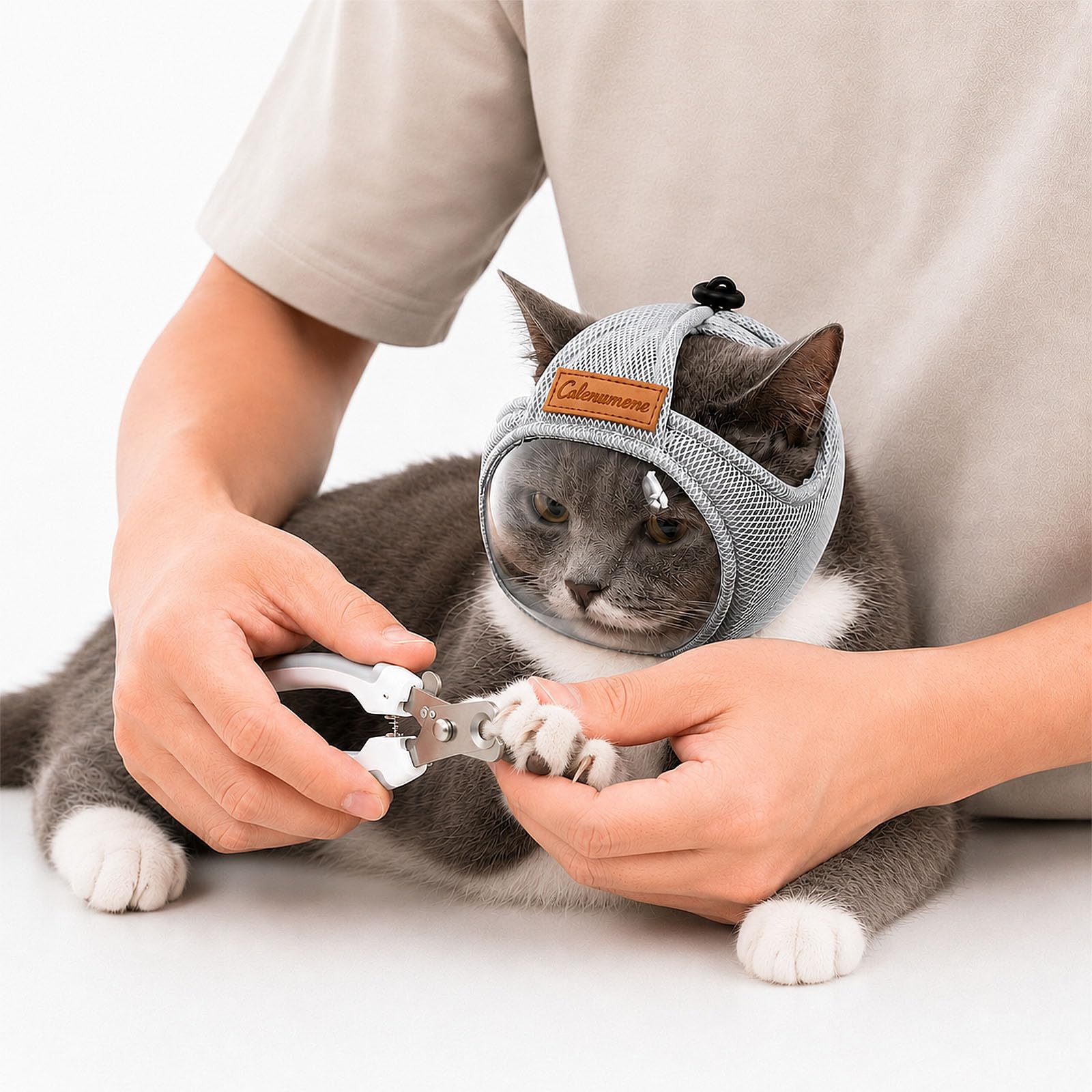 Colenumone cat Muzzle cat mask for Grooming,Transparent Anti-Bite,Gray,S