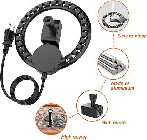 Miniatura 16 de Calentador de baño para pájaros para exteriores con bomba de agua, descongelador para baños de pájaros con control termostático y cable de 3.3 pies