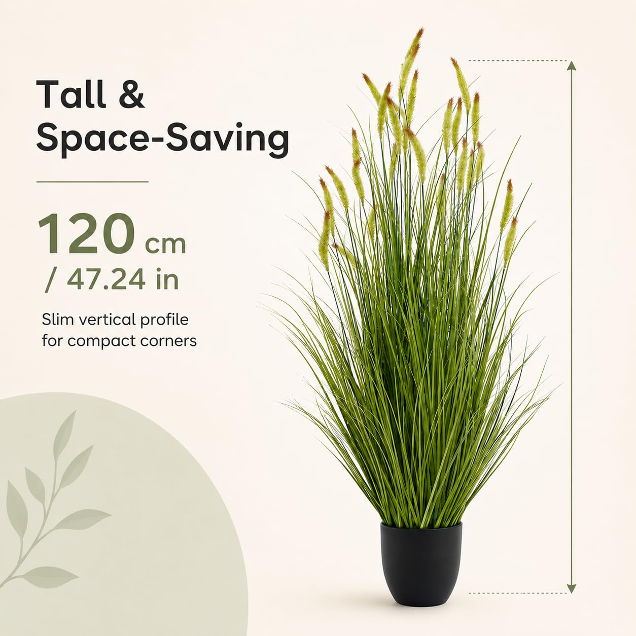 Sztuczna roślina 120 cm – sztuczna roślina outdoorowa odporna na | Sztuczne rośliny duże – sztuczna roślina w doniczce, dekoracyjne kwiaty i rośliny zielone do domu i biura – sztuczna trawa
