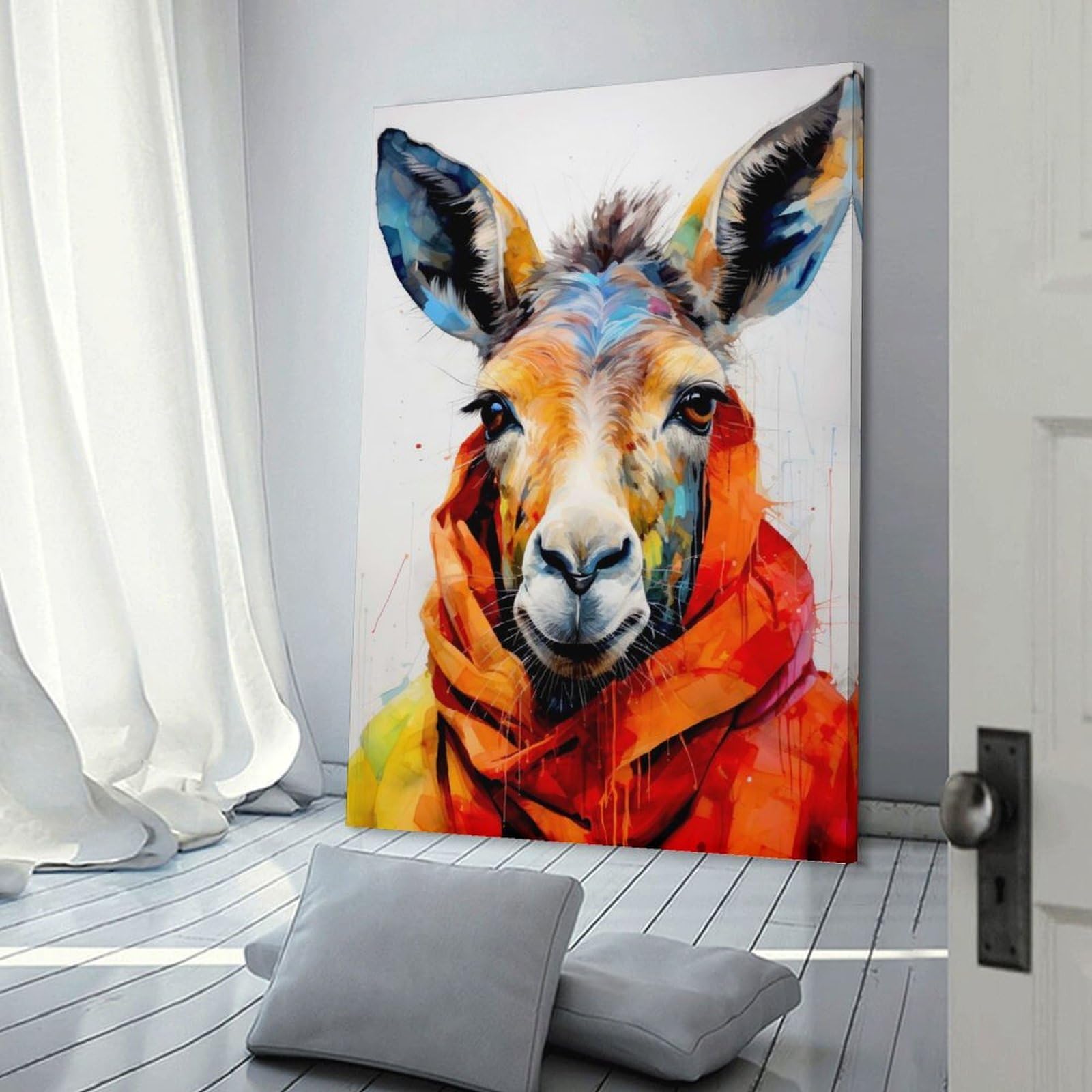 Junmoney Hipster Donkey Canvas Wall Picture 20x30inch(50x75cm), for Entryway, Lounge Links Or Small Walls, Decorative Canvas Styling for Entry Areas