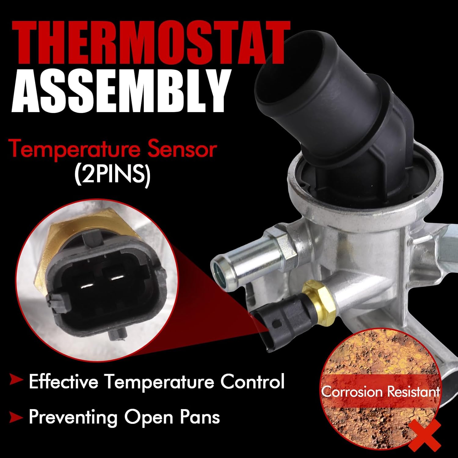 MITZONE 2.8CRD Engine Coolant Thermostat Housing Assembly with Sensor Compatible with Dodge Jeep 2011-2012 Cherokee Liberty 2011-2018 Wrangler 2.8L Aluminum
