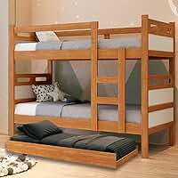 Beliche com Cama Auxiliar Treliche Jaspe Fênix 3 Camas (Nature/OFF WHITE)