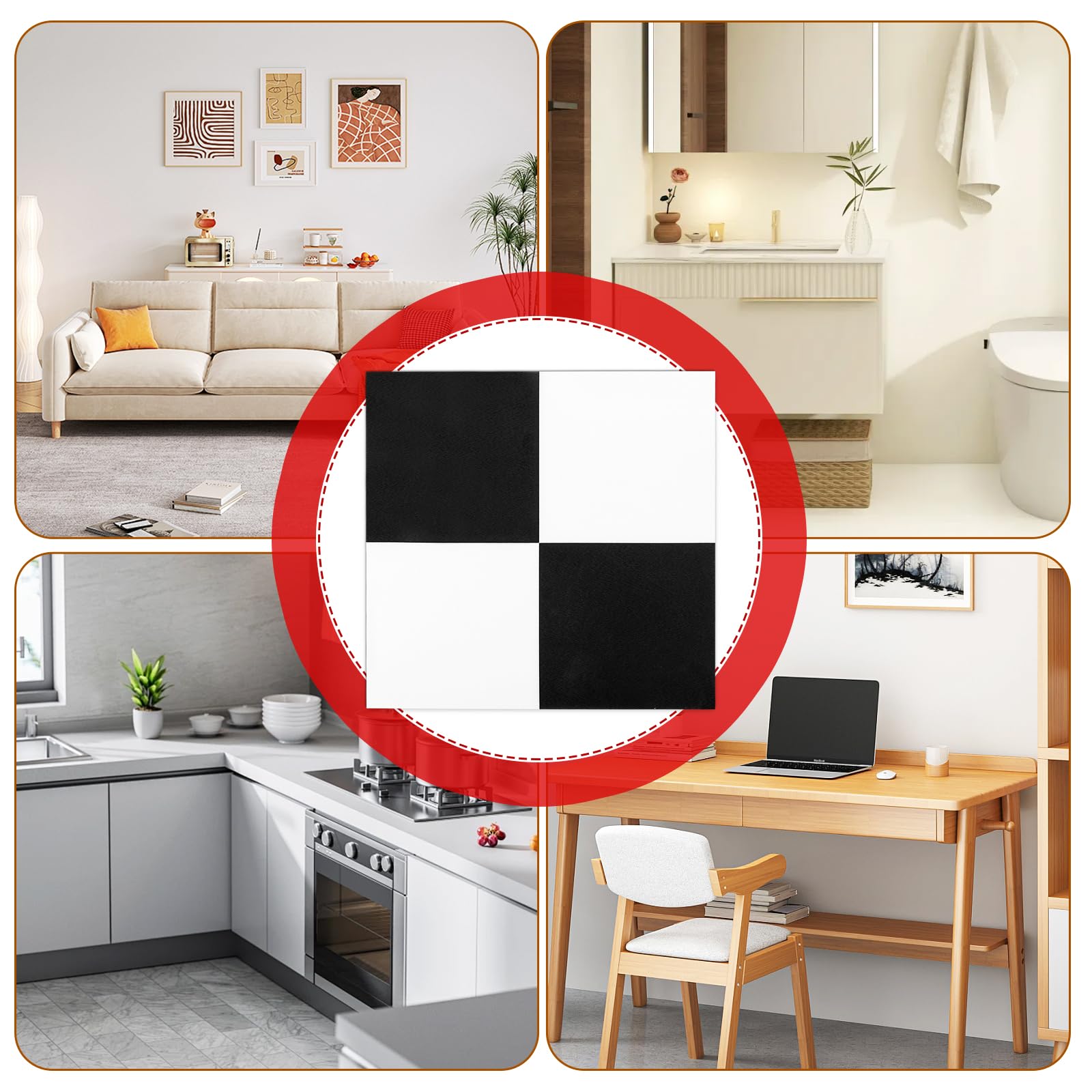 DAJAVE 20er Pack PVC Bodenbelag Selbstklebende Fliesen Vinylboden 30X30cm Schachbrett (Gesamtansicht: 6,00m x 6,00m) Vinyl-Boden für Küche, Vinyl Bodenaufkleber (Schwarz-Weiß)