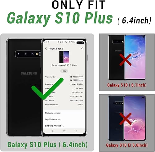 Miniatura 2 de SUANPOT Funda de piel tipo cartera para Samsung Galaxy S10+S10 Plus 6.4 (no compatible con S10, S10e) con bloqueo RFID, tarjetero de crédito con