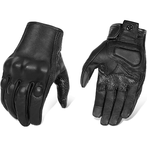 Updated Men's and Womens Black Motorcycle Gloves Armored Knuckle Protector Motorbike Riding Gloves(Updated,Non-Perforated, XXL)