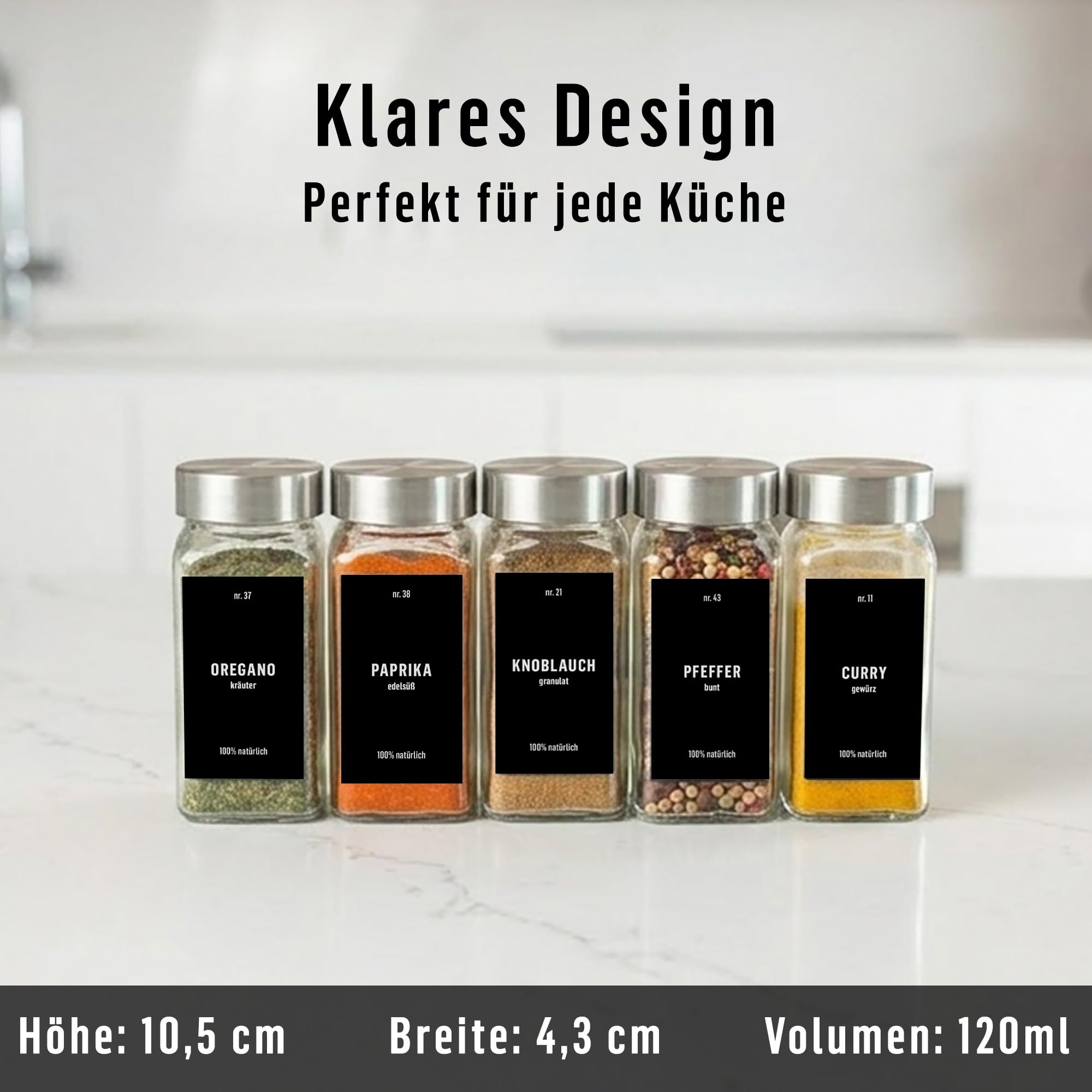 Deco haus® Gewürzgläser eckig luftdicht 24er Set [inkl. Etiketten & Streueinsatz] - Gewürzdosen Set Glas - Gewürzbehälter Spice Jars - Gewürze Aufbewahrung - Gewürz Organizer - Gewürzaufbewahrung