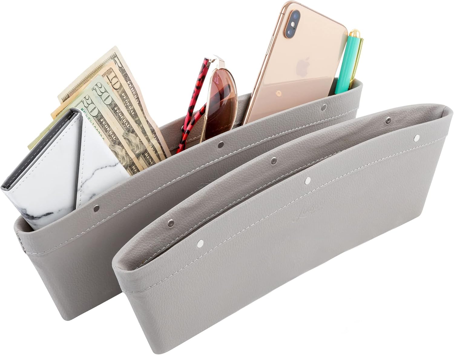 Lusso Gear 2 in 1 Car Seat Gap Organizer - Universal Fit, Storage Pockets Adjust, 2 Set Car Seat Crevice Storage Box, Helps Reduce Distracted Driving & Holds Phone, Money, Cards, Keys, Remote : Automotive