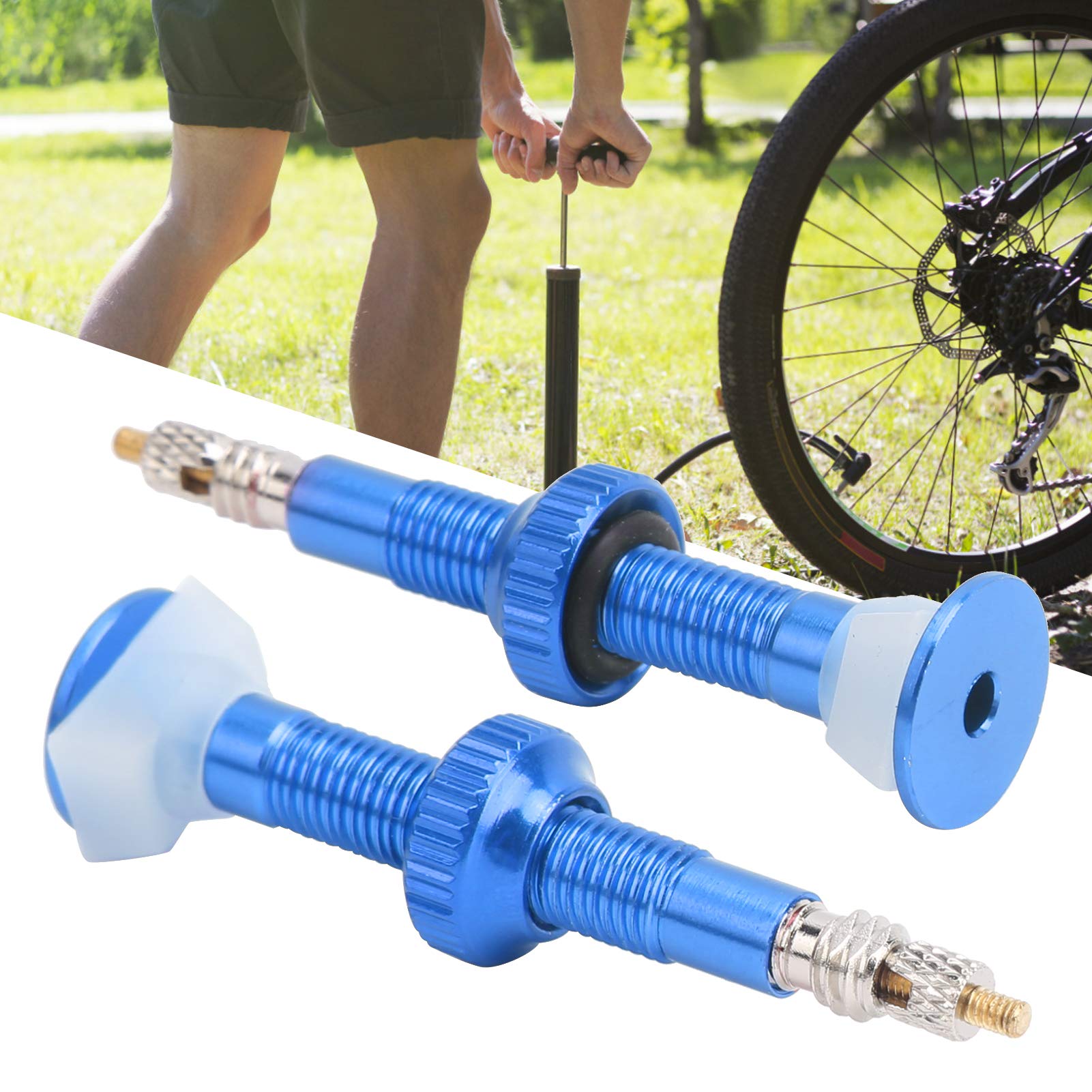 Valvole Presta Tubeless Per Bici In Lega Alluminio - Set 2 Pezzi Dorate - Foto 10