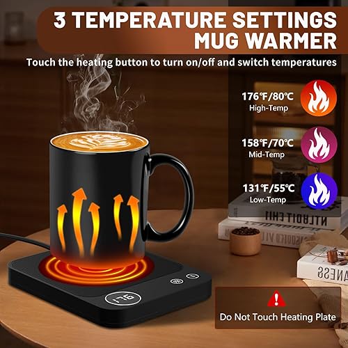 Miniatura 2 de Calentador de taza, calentador de taza de café de 3 temperaturas, calentador de café con apagado automático de 2 a 12 horas, calentador de tazas