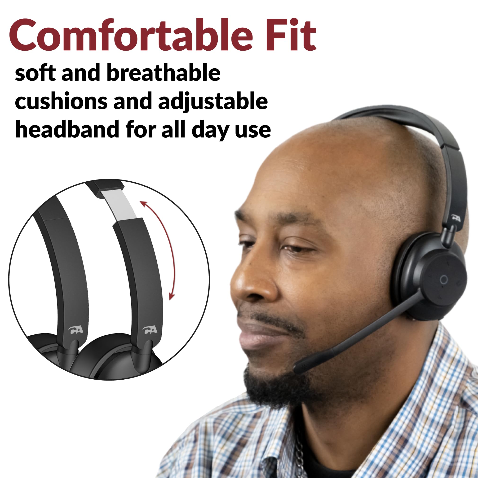 Cyber Acoustics Essential Wireless Headset (HS-1500BT) - Cuffie professionali, tecnologia ANC ed ENC per una qualità audio di alta qualità per chiamate e musica, comfort per tutto il giorno