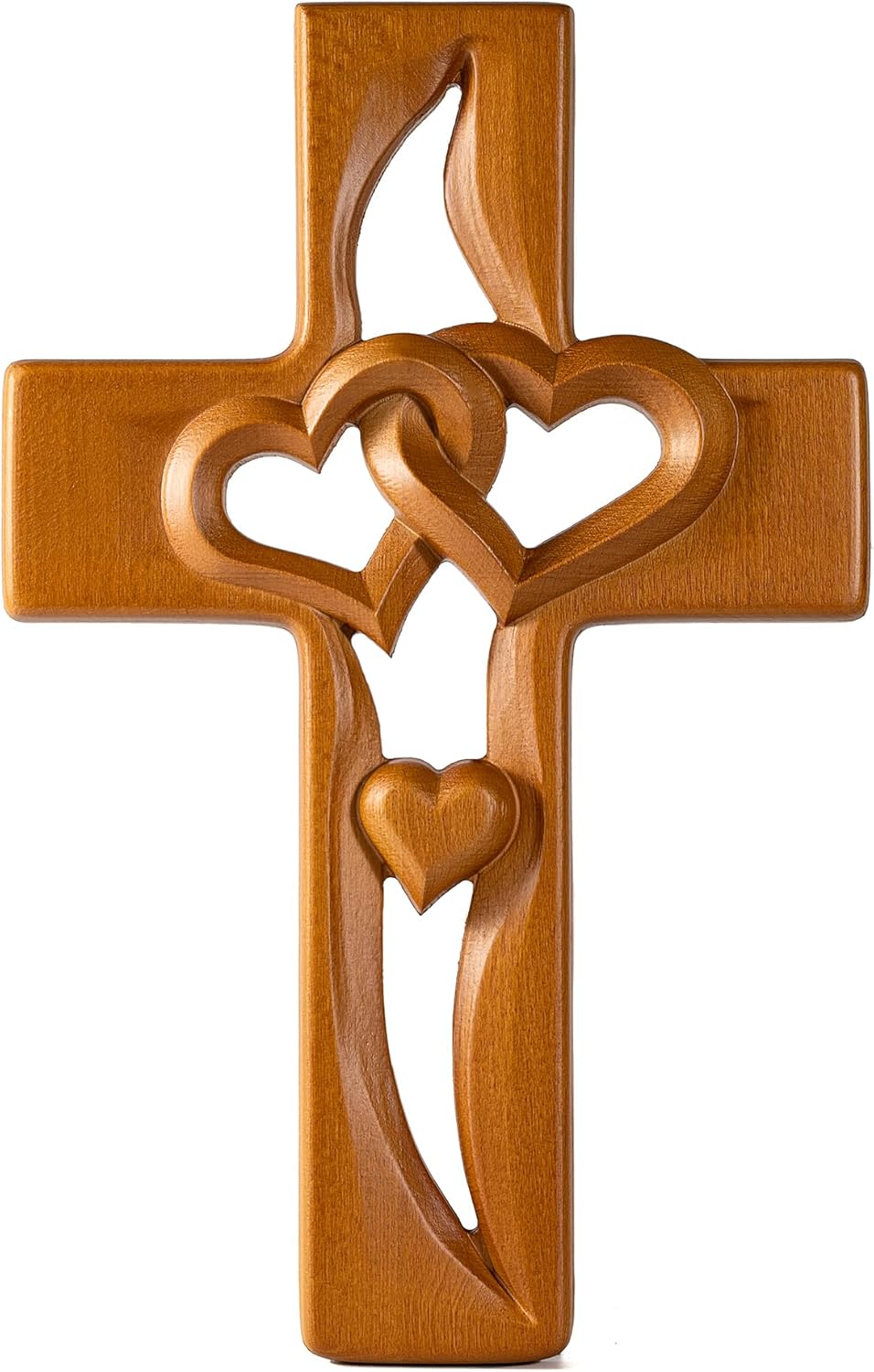 BGCOPPER Marriage Cross for Wall Love Wall Decor, Handmade Wooden Intertwined Heart Wall Cross for Wedding Valentine Christmas Gift - 14 Inch