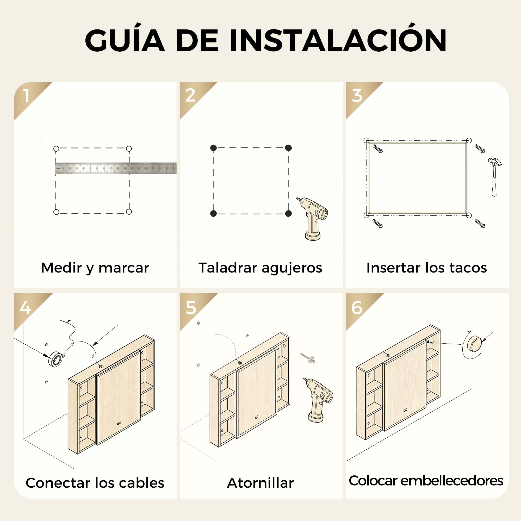 S'bagno Armario con espejo para baño con iluminación, 90 x 70 cm, armario con espejo para cuarto de baño, armario empotrado de aluminio, 3 colores, regulable, función de memoria, vidrio templado HD