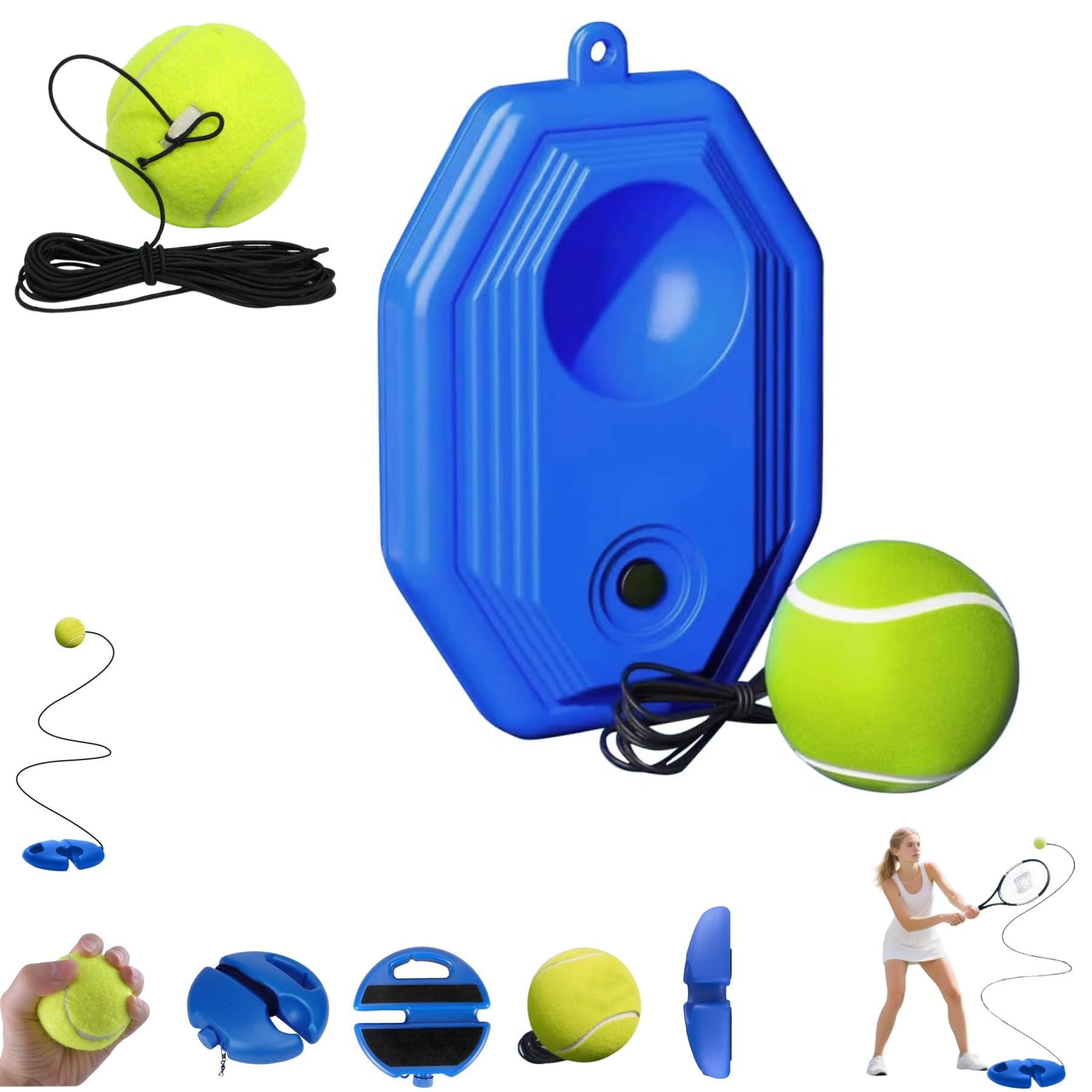HISKI Tennis Ball Training Baseboard, Tennis Trainer Equipment Set, Tennis Trainer Ball with String, Tennis Trainer Rebound Ball, Multifunction Tennis Practice Rebounder for Backyard — view 7