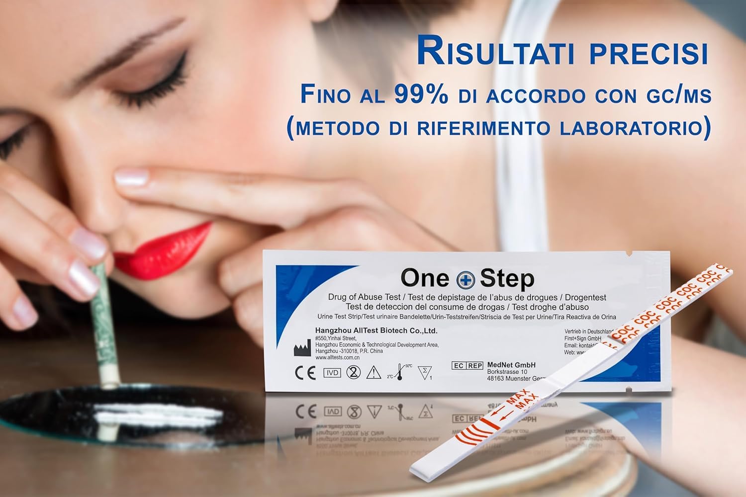 10 x One+Step Test Antidroga per Cocaina I Test Antidroga rapido per Crack, Coca, COC I Rilevamento di Cocaina nelle Urine a Casa I Massima Sensibilità 100 ng/ml | Test Rapido per Crack, Coca, COC I Rilevamento nelle Urine a Casa I Sensibilità 100 ng/ml