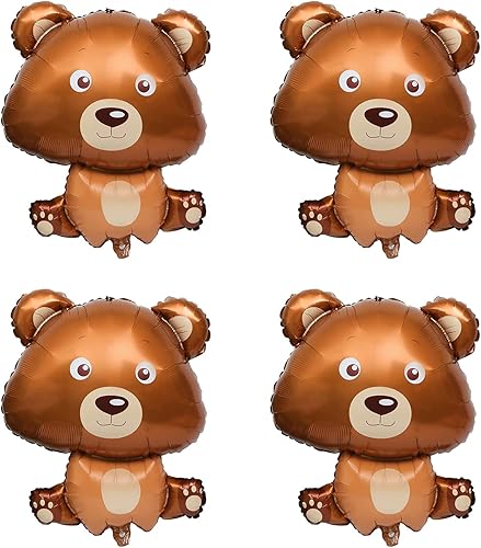 Globos de oso de 32 pulgadas con forma de oso marrón, globos temáticos de animales, oso para baby shower