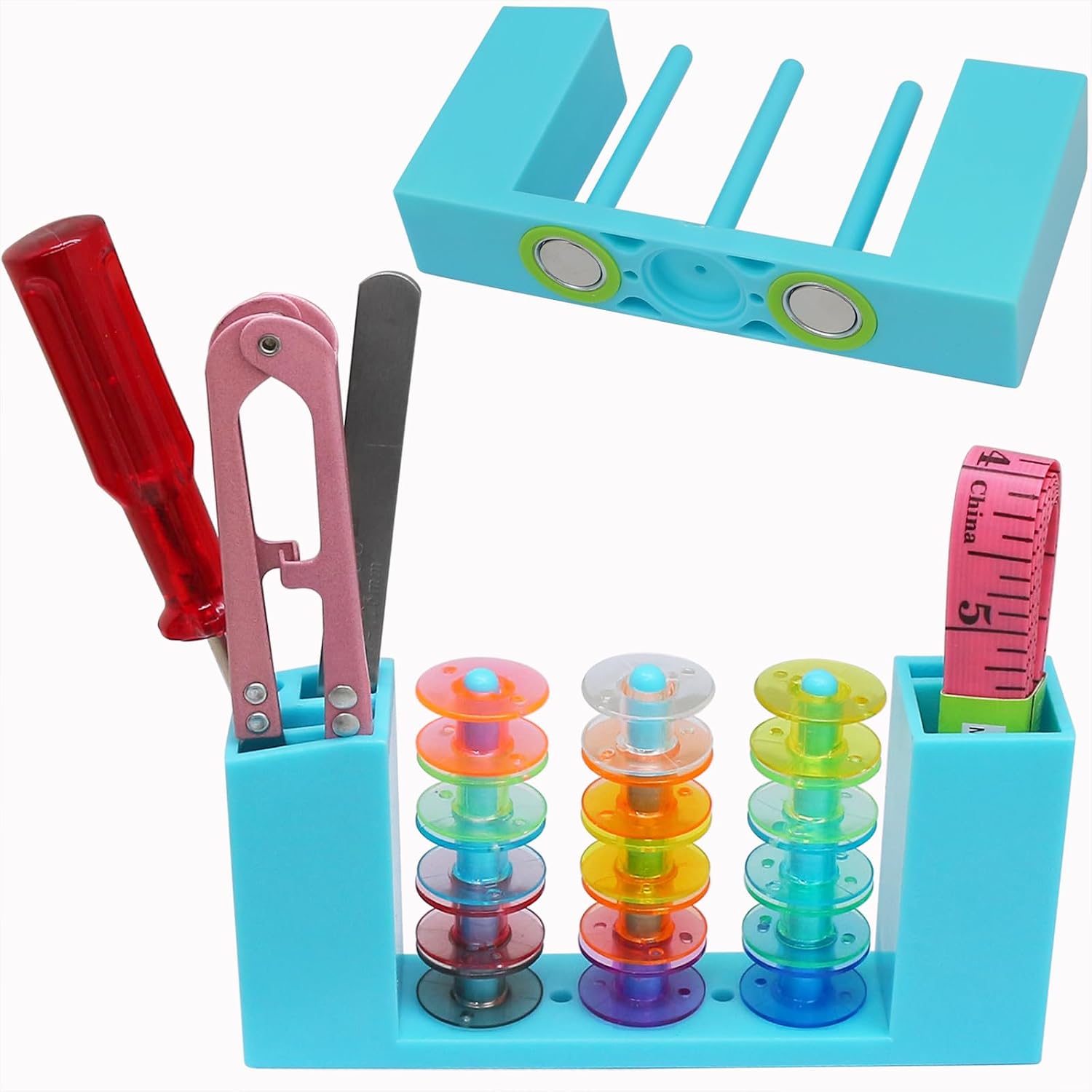 Fbshicung Multifunctional Magnetic Storage Box Sewing Machine Shuttle Frame, Convenient for Storing spools, organizing Sewing Supplies